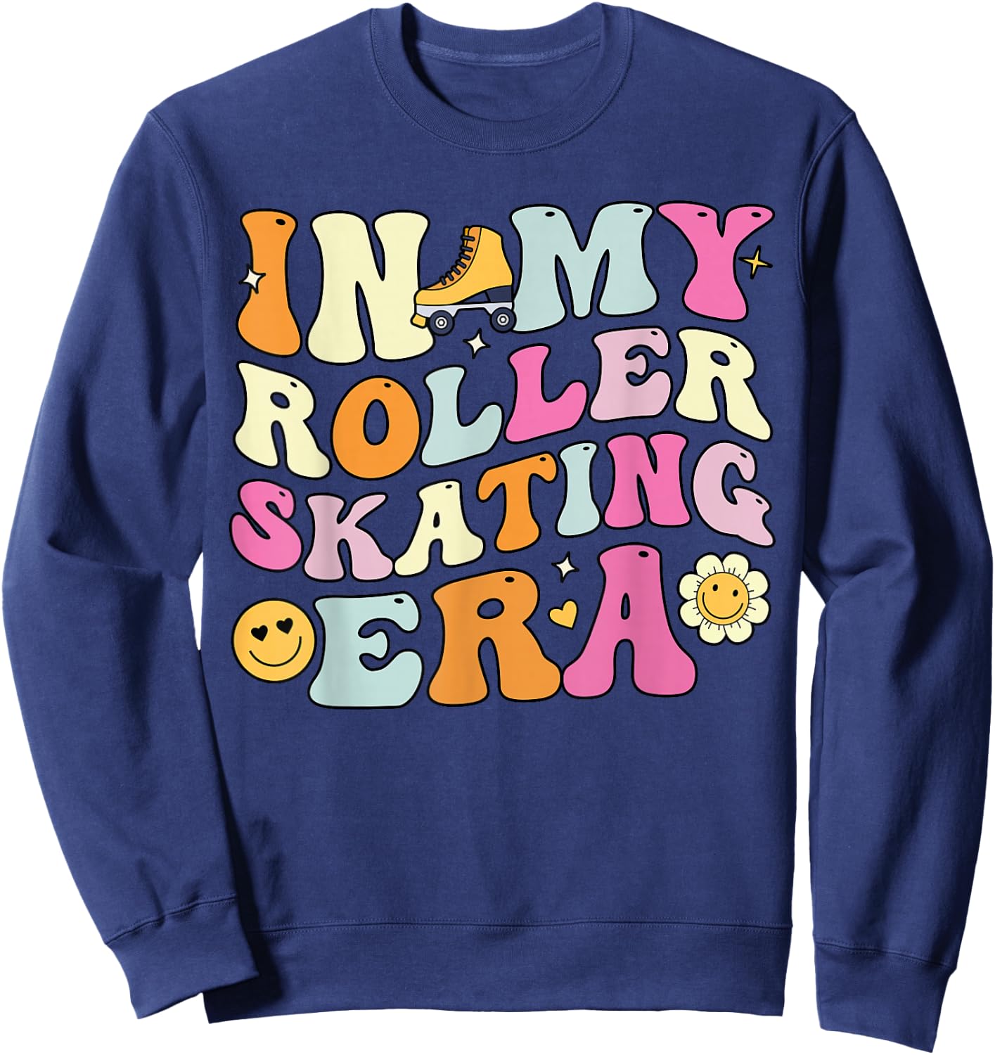 In My Roller Skating Era, Groovy Roller Skaters Sweatshirt - Sweatshirt | Navy