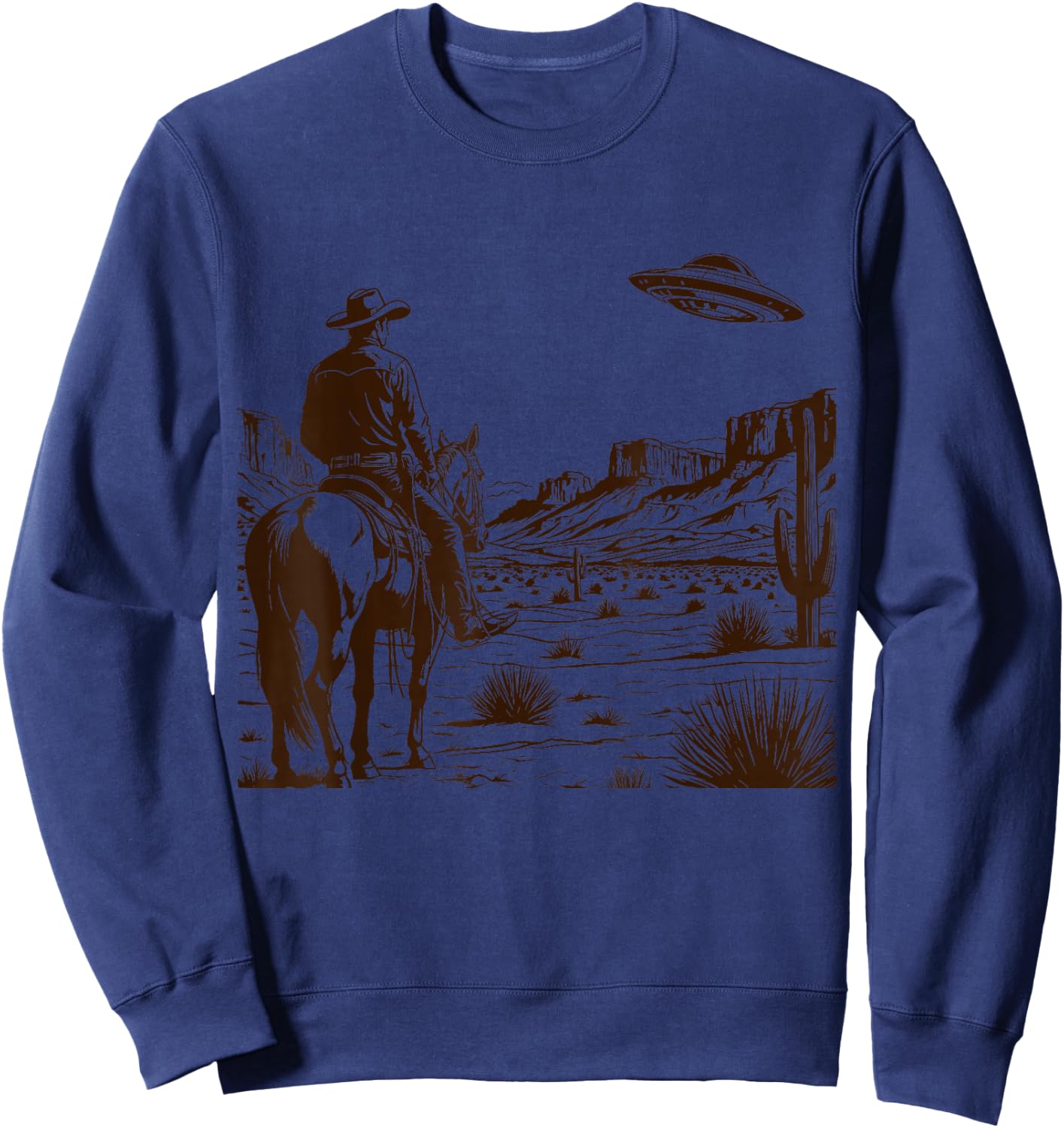 Ufo Western Retro Vintage Cowboy Sweatshirt - Sweatshirt | Navy