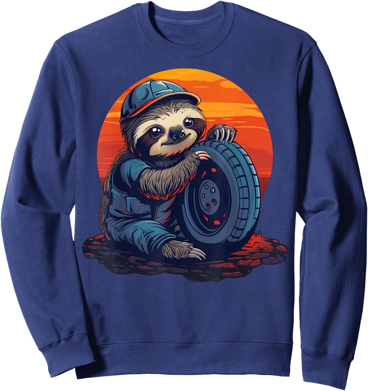 Funny Lazy Sloth Automotive mechanic Sweatshirt - Sweatshirt | Navy