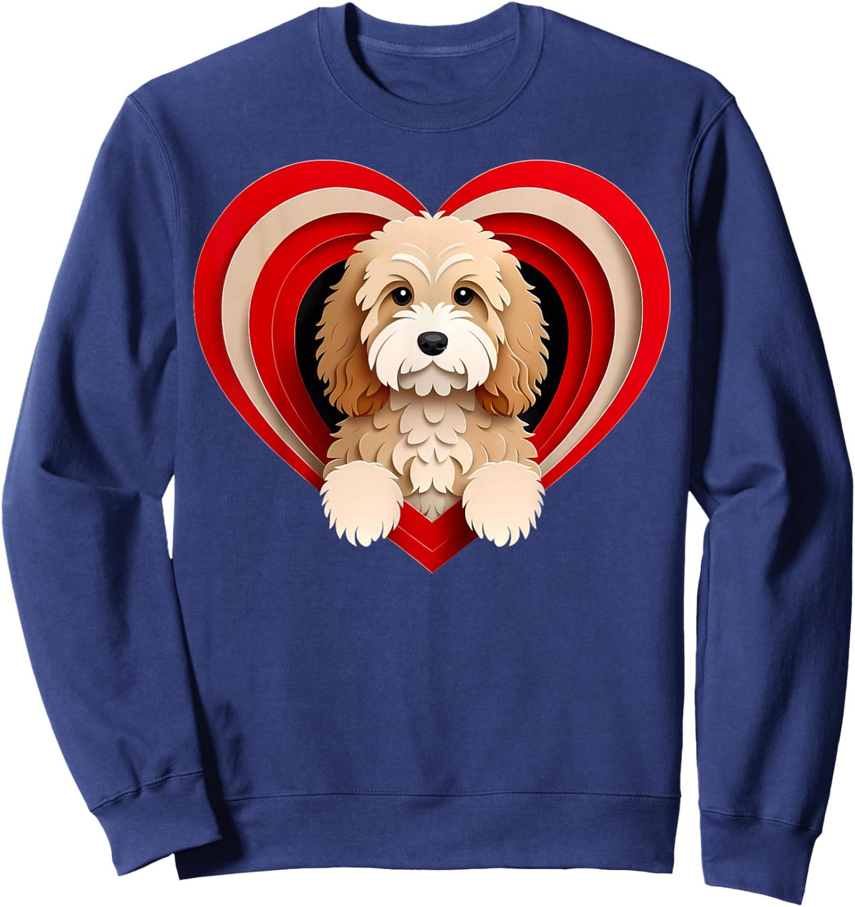 Cockapoo Heart Cute Puppy Dog Lover or Pet Owner Sweatshirt - Sweatshirt | Navy