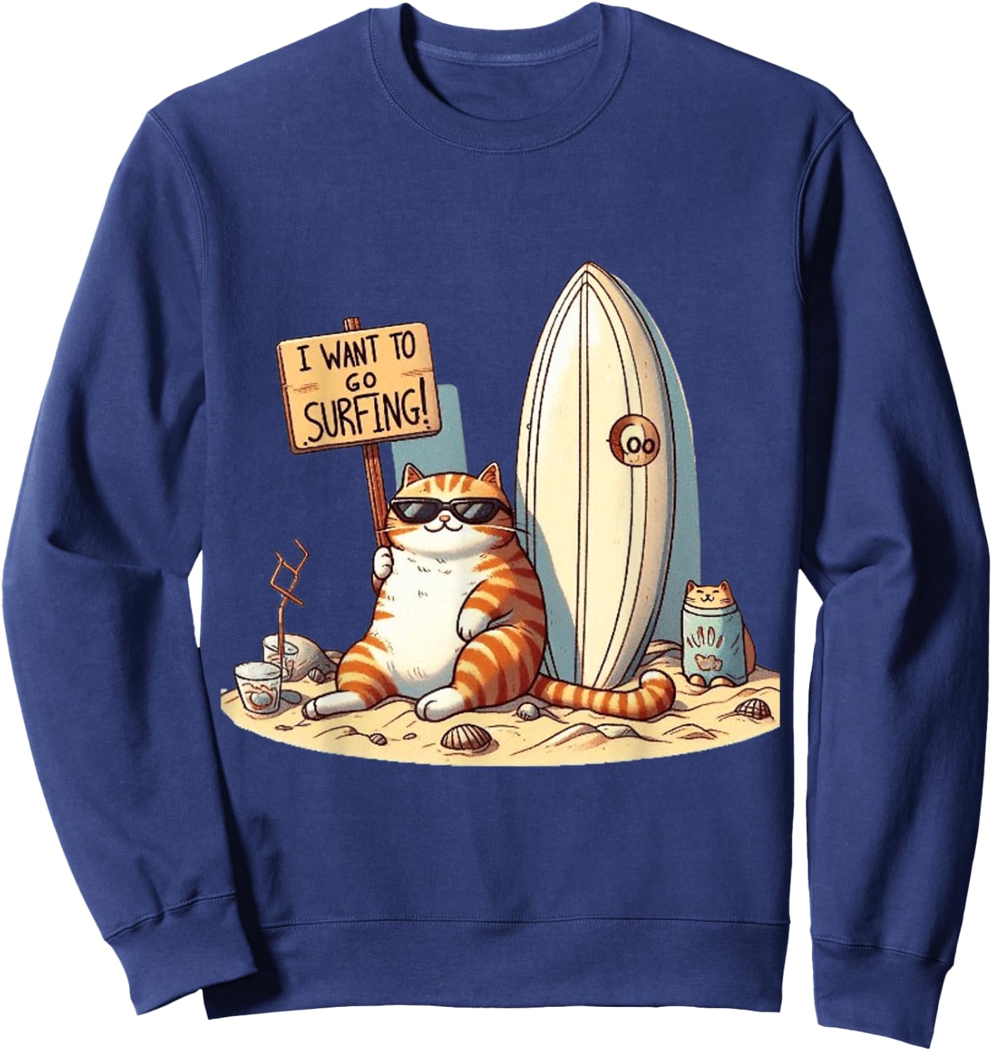 I want to go surfing ,The Call of the Waves Sweatshirt - Sweatshirt | Navy