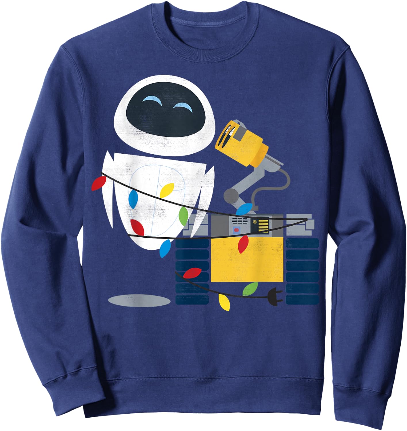 Disney Pixar Wall-E Eve Christmas Light Wrap Graphic Short Sleeve Sweatshirt - Sweatshirt | Navy