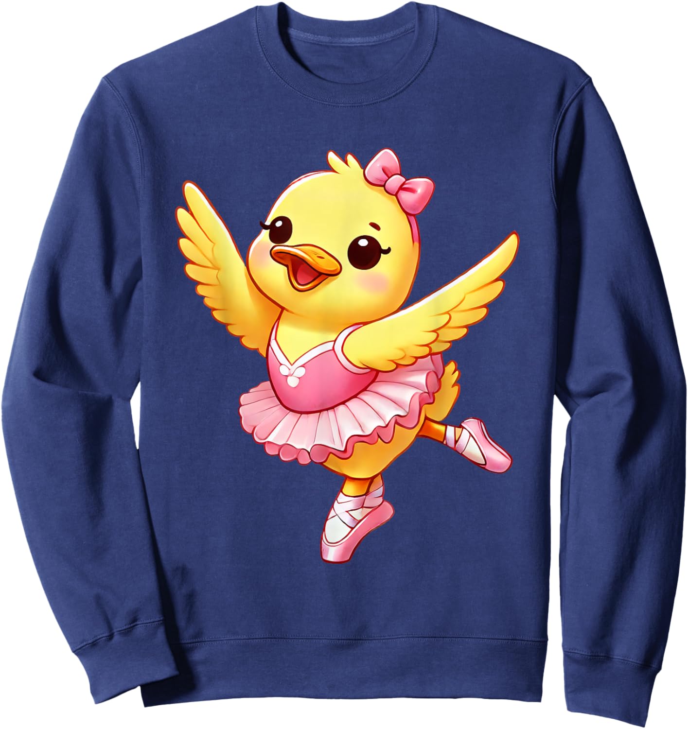 Duck Ballerina Cute Ballet Funny Dance Boys Girls Kids Sweatshirt - Sweatshirt | Navy