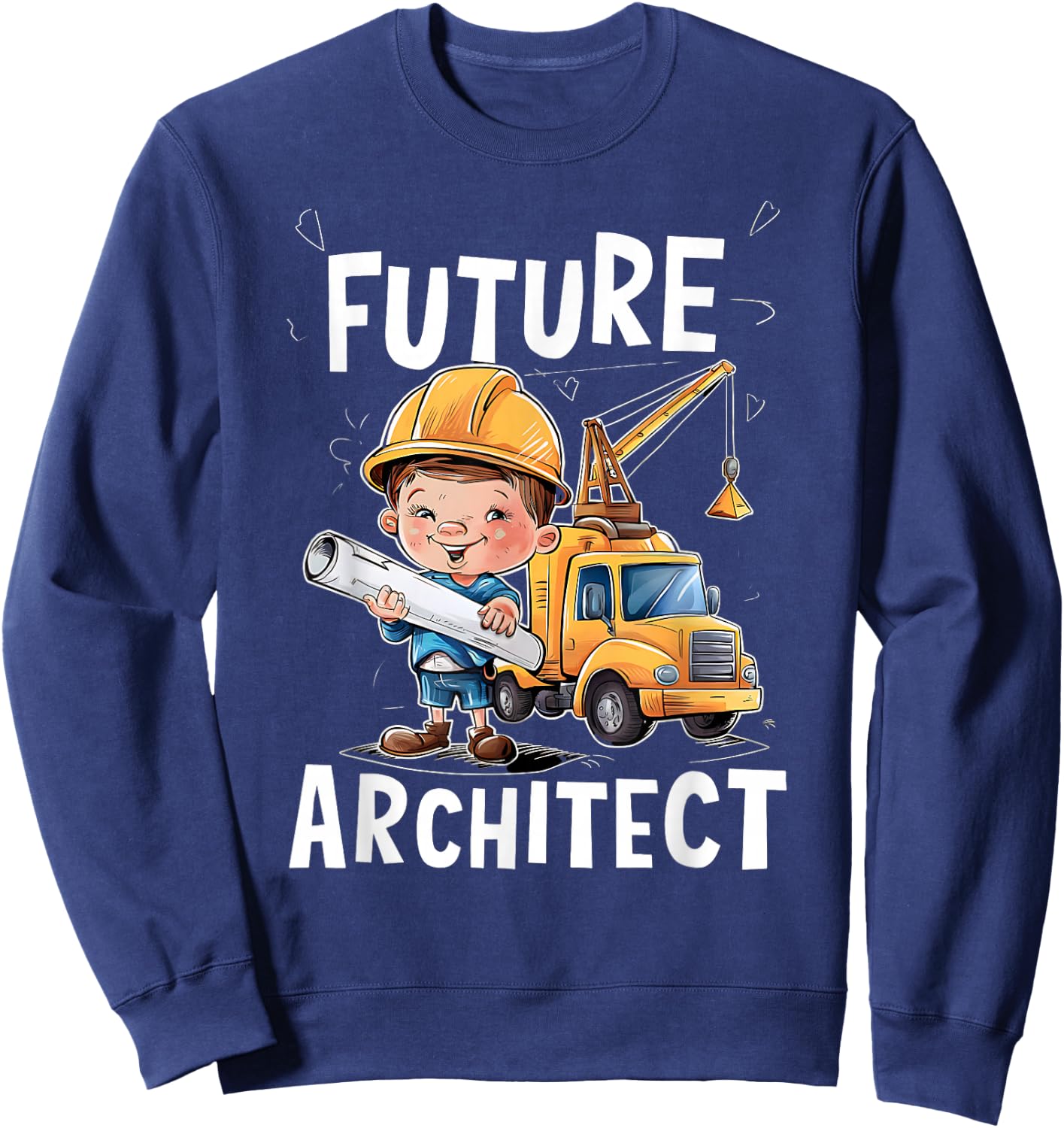 Future Construction Worker With Blueprint Sweatshirt - Sweatshirt | Navy