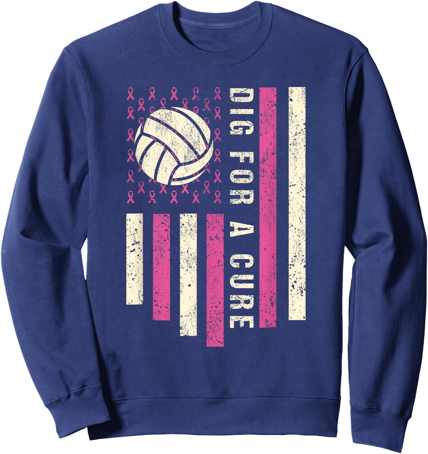 Dig For A Cure Breast Volleyball Pink Volleyball Pink Out Sweatshirt - Sweatshirt | Navy