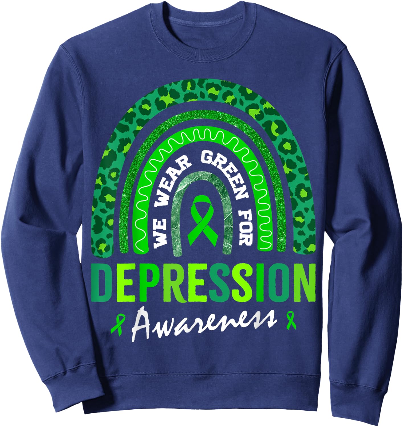 In October We Wear Green for Depression Awareness Sweatshirt - Sweatshirt | Navy