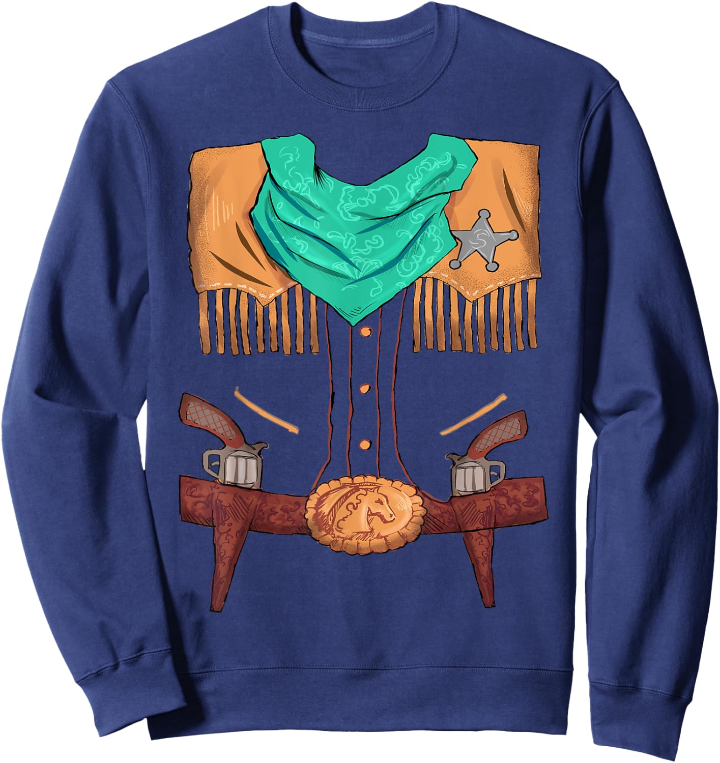 Funny Cowboy Western Halloween Costume Sheriff Vest Outfit Sweatshirt - Sweatshirt | Navy