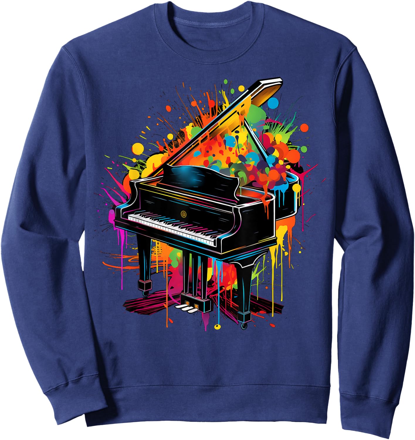 Artistic Colorful Pop Art painted Piano Sweatshirt - Sweatshirt | Navy