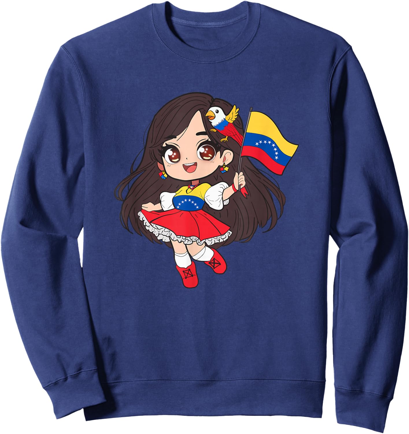 Venezuela Woman Venezuelan Flag Day Hispanic Girl Sweatshirt - Sweatshirt | Navy