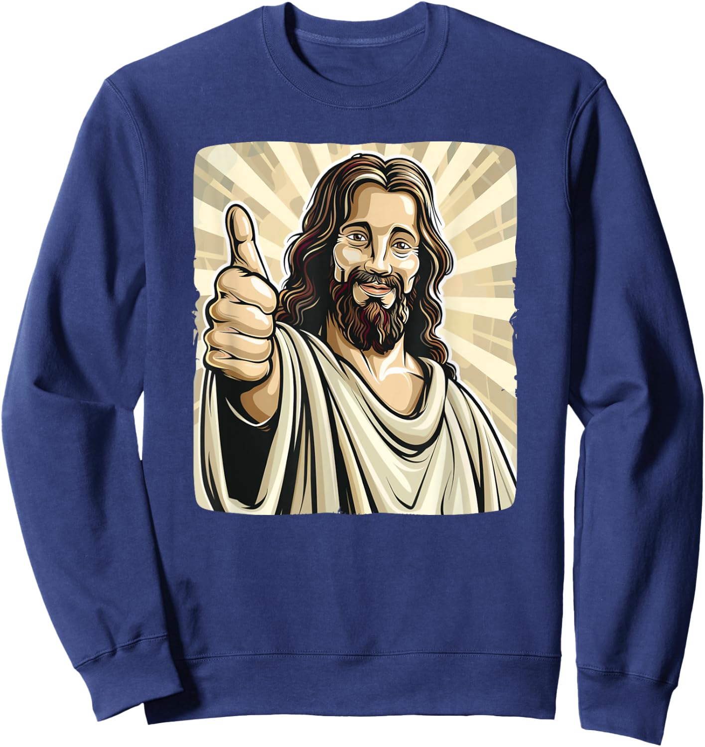 Funny thumb up with Jesus Christ Costume Sweatshirt - Sweatshirt | Navy