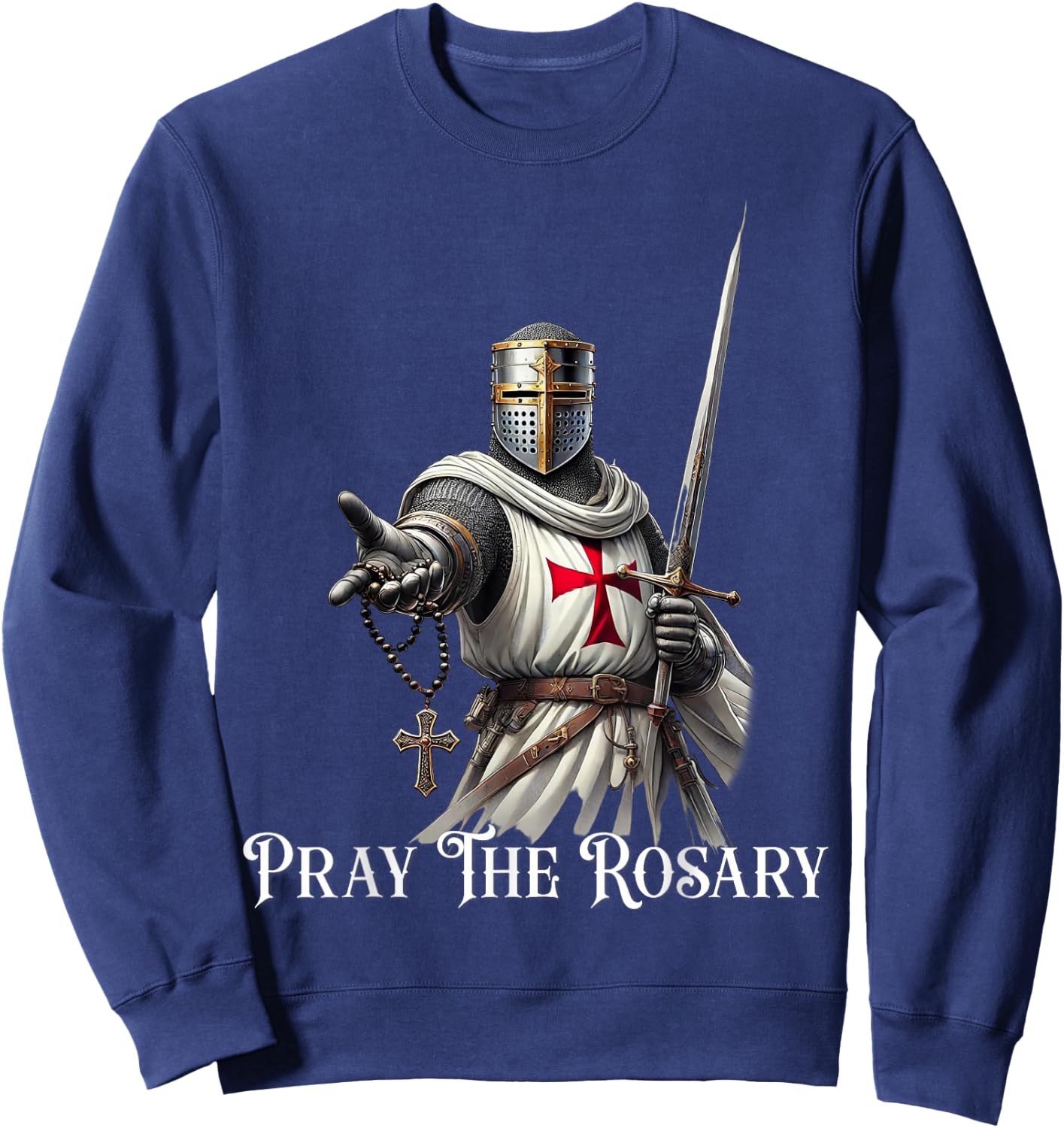 Catholic Knight Templar Latin Crusader Cross Sweatshirt - Sweatshirt | Navy