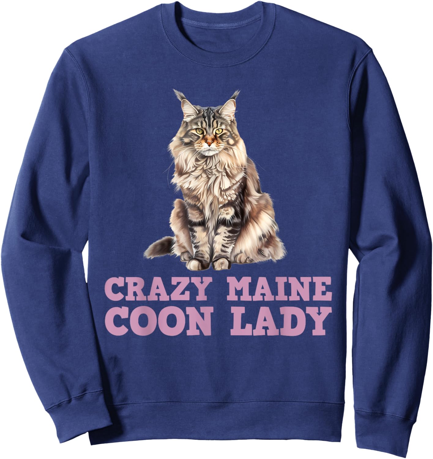 Maine Coon Mama CRAZY MAINE COON LADY Funny Women Sweatshirt - Sweatshirt | Navy