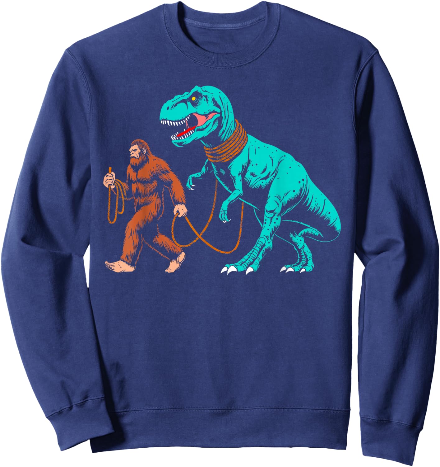 Bigfoot walking the dinosaur sasquatch Walk t rex kids boys Sweatshirt - Sweatshirt | Navy