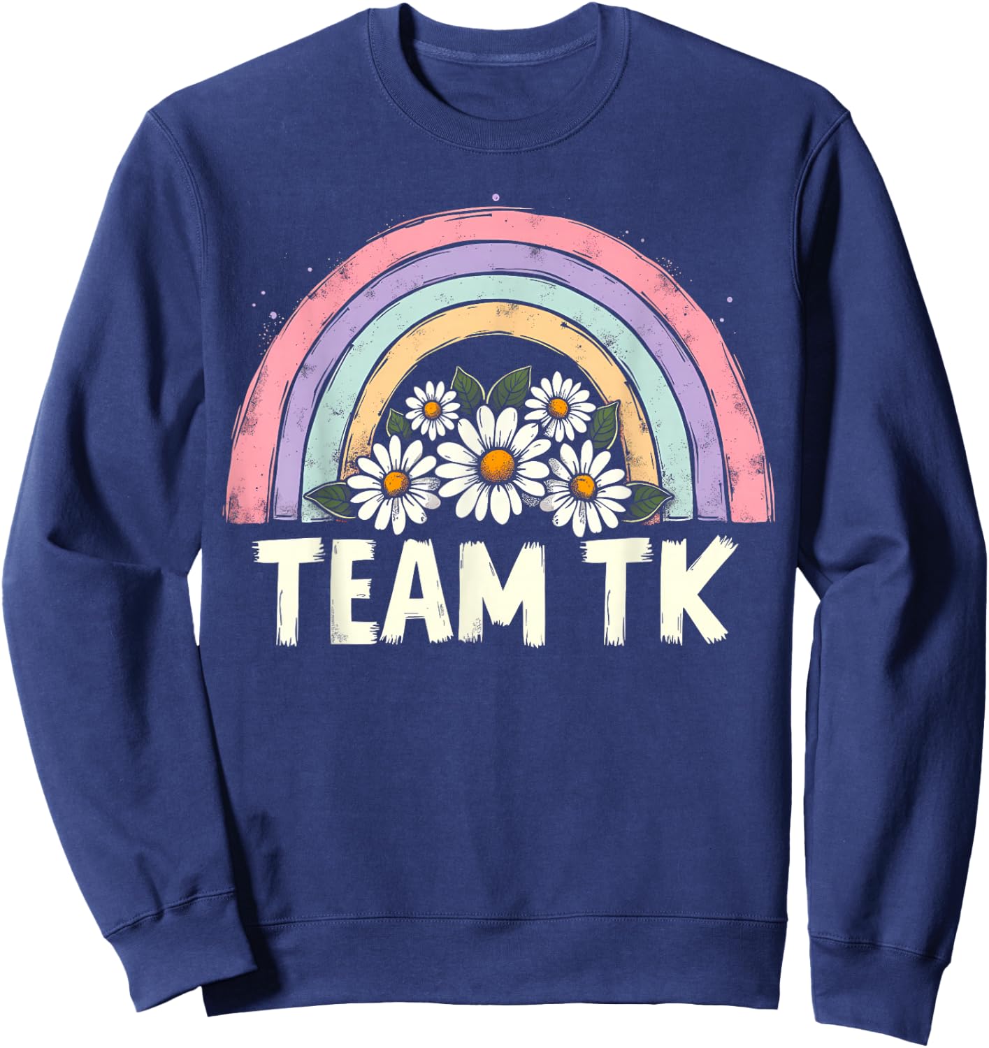 Team TK Retro Teacher Daisy Colorful - TK School Back Design Sweatshirt - Sweatshirt | Navy