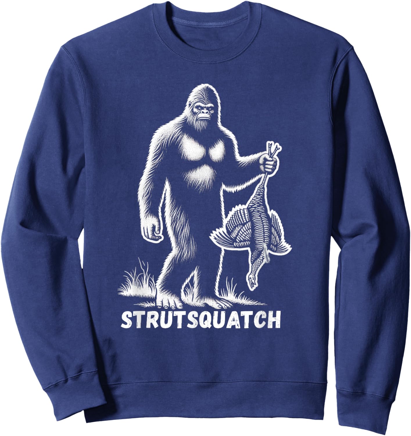 Strutsquatch Bigfoot Sasquatch Funny Youth Turkey Hunting Sweatshirt - Sweatshirt | Navy