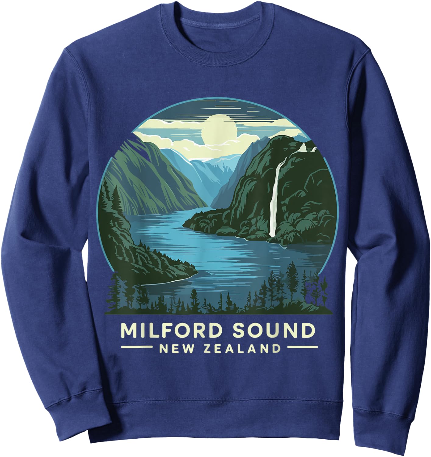 New Zealand Milford Sound Hiking Costume Fjord Hike Sweatshirt - Sweatshirt | Navy