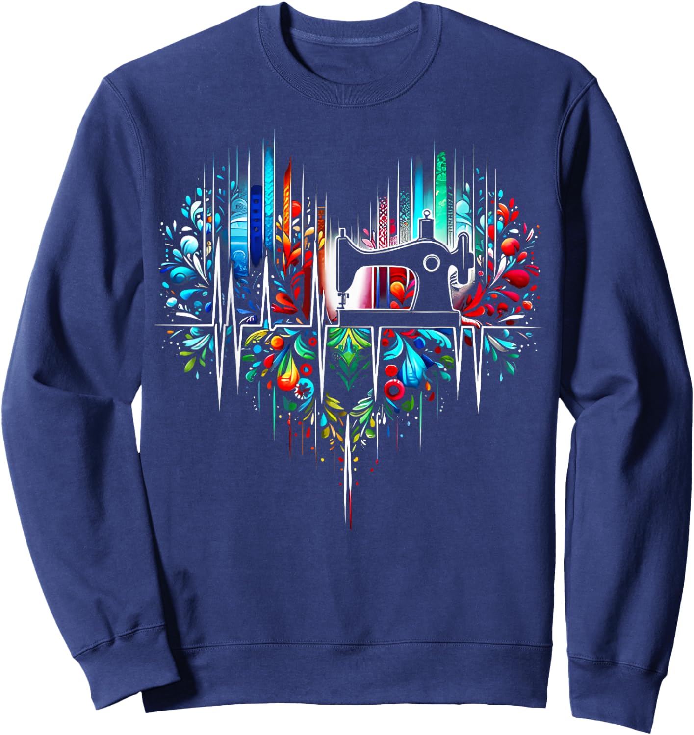 Sewing is My Heart Funny Quilting Sewing Fabric Sweatshirt - Sweatshirt | Navy