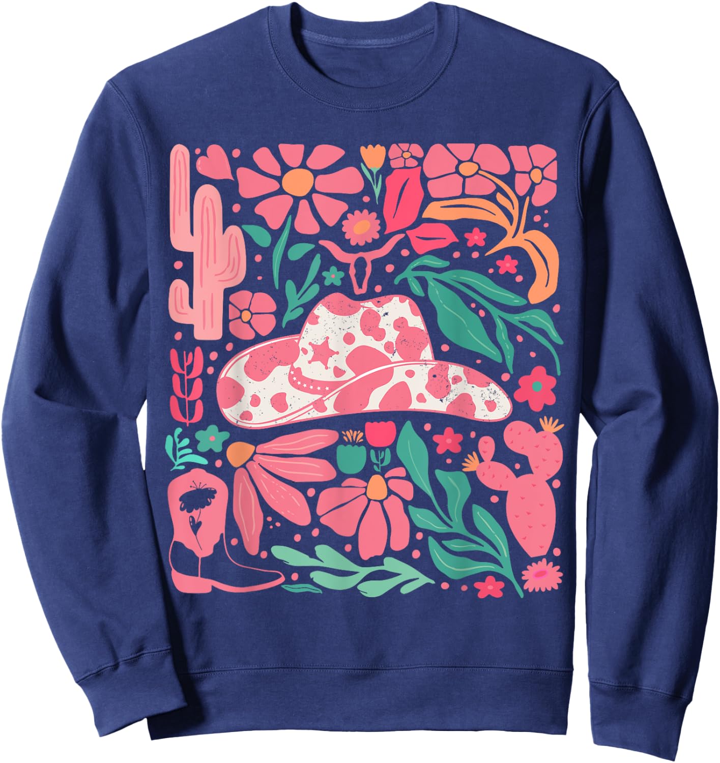 Howdy Southern Western Girl Country Rodeo Cowgirl Vintage Sweatshirt - Sweatshirt | Navy