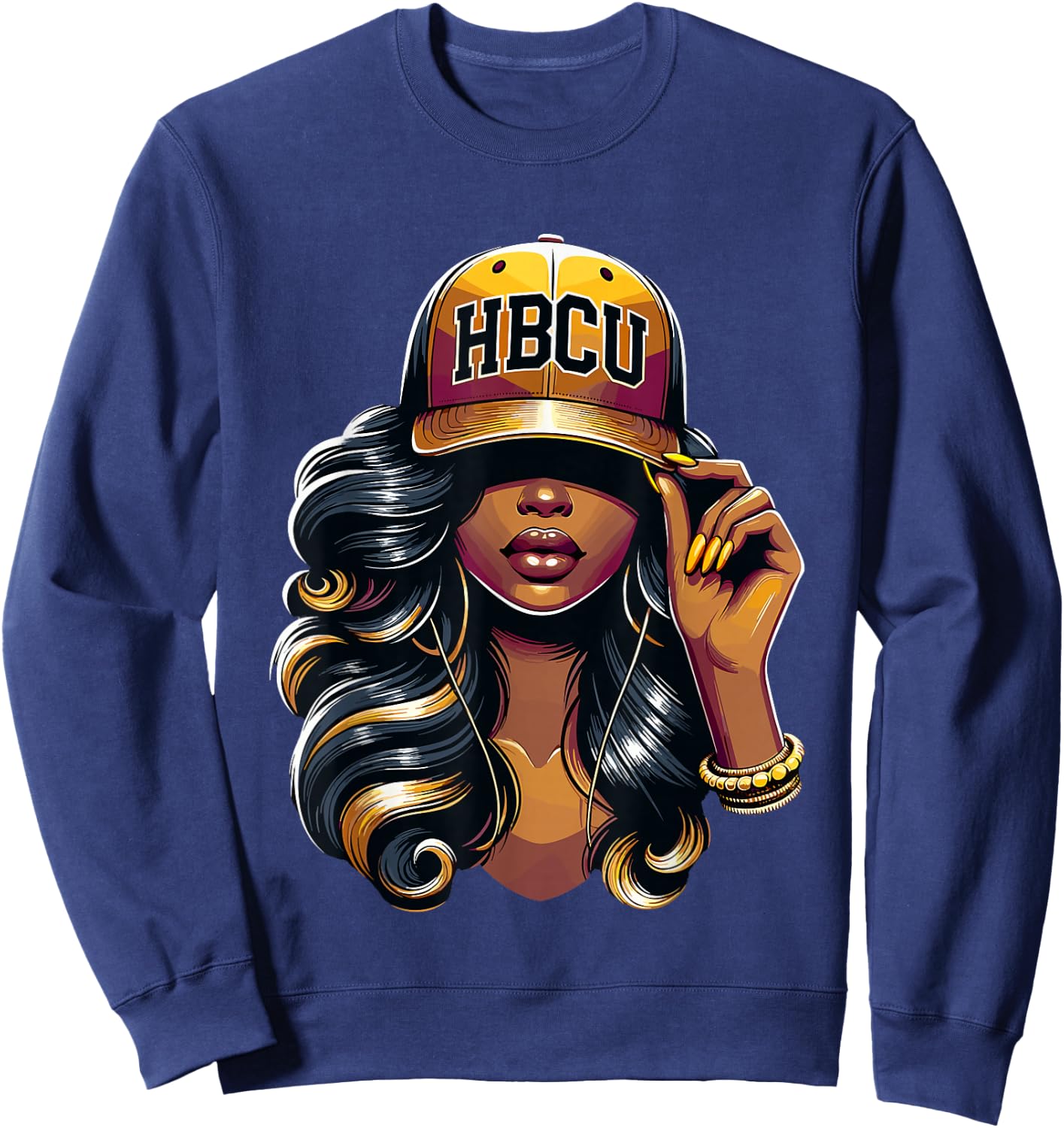 Beautiful Black Educated Girl HBCU Sweatshirt - Sweatshirt | Navy