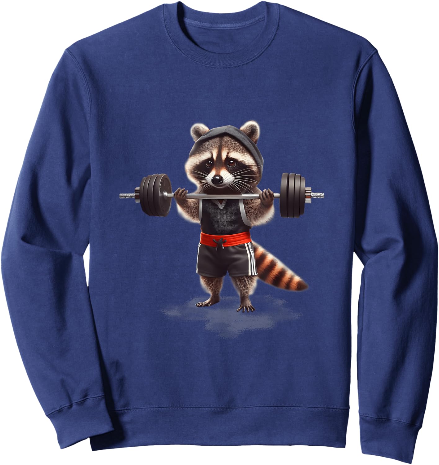 Weightlifting Ripped Raccoon Gym Workout Muscled Raccoon Sweatshirt - Sweatshirt | Navy