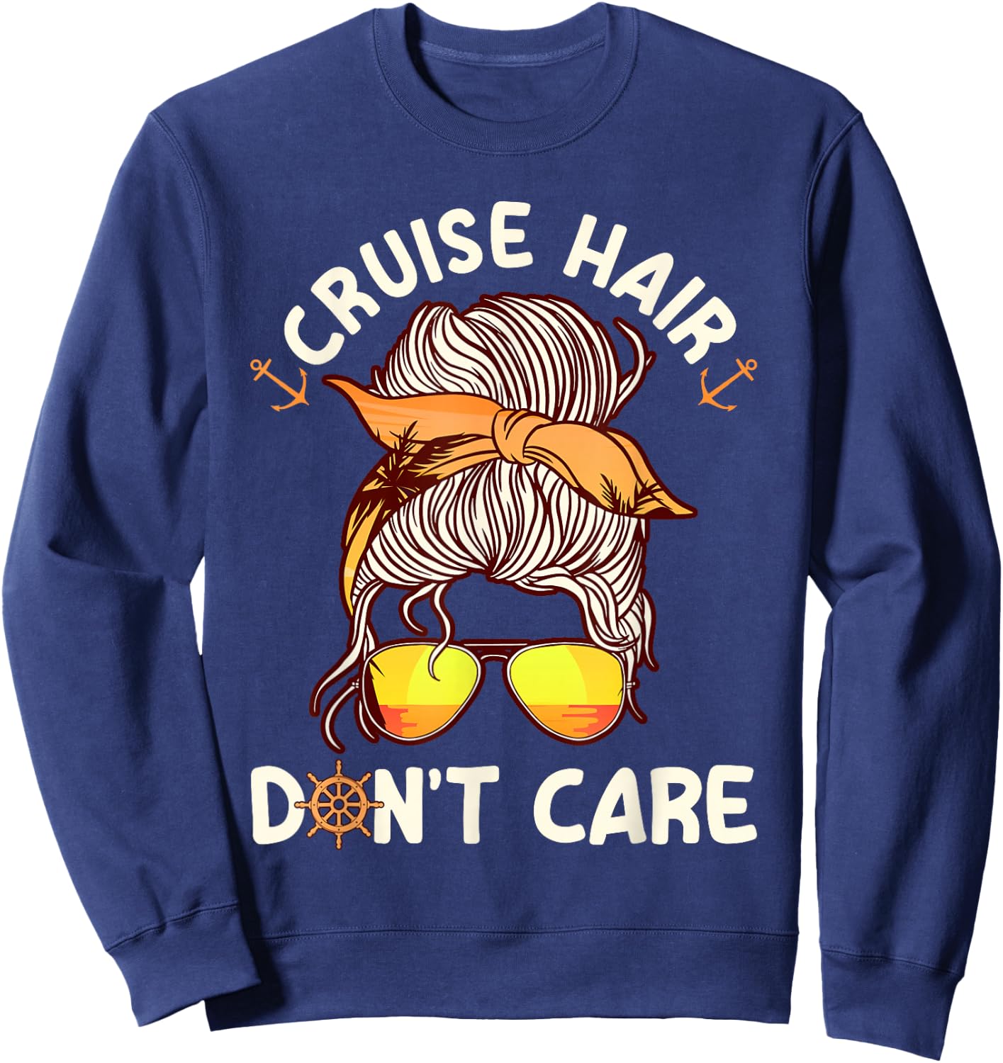 Cruise Hair Don´t Care Funny Cruise , Small, Black Sweatshirt - Sweatshirt | Navy