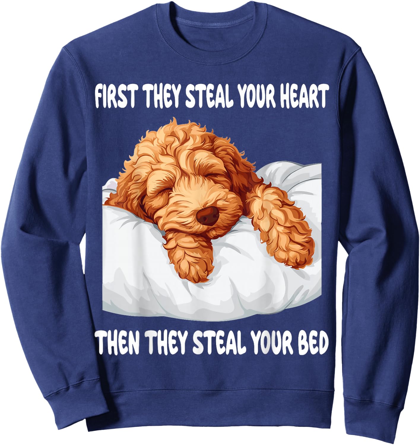 Goldendoodle Sleeping Pajamas Nightgown Sweatshirt - Sweatshirt | Navy
