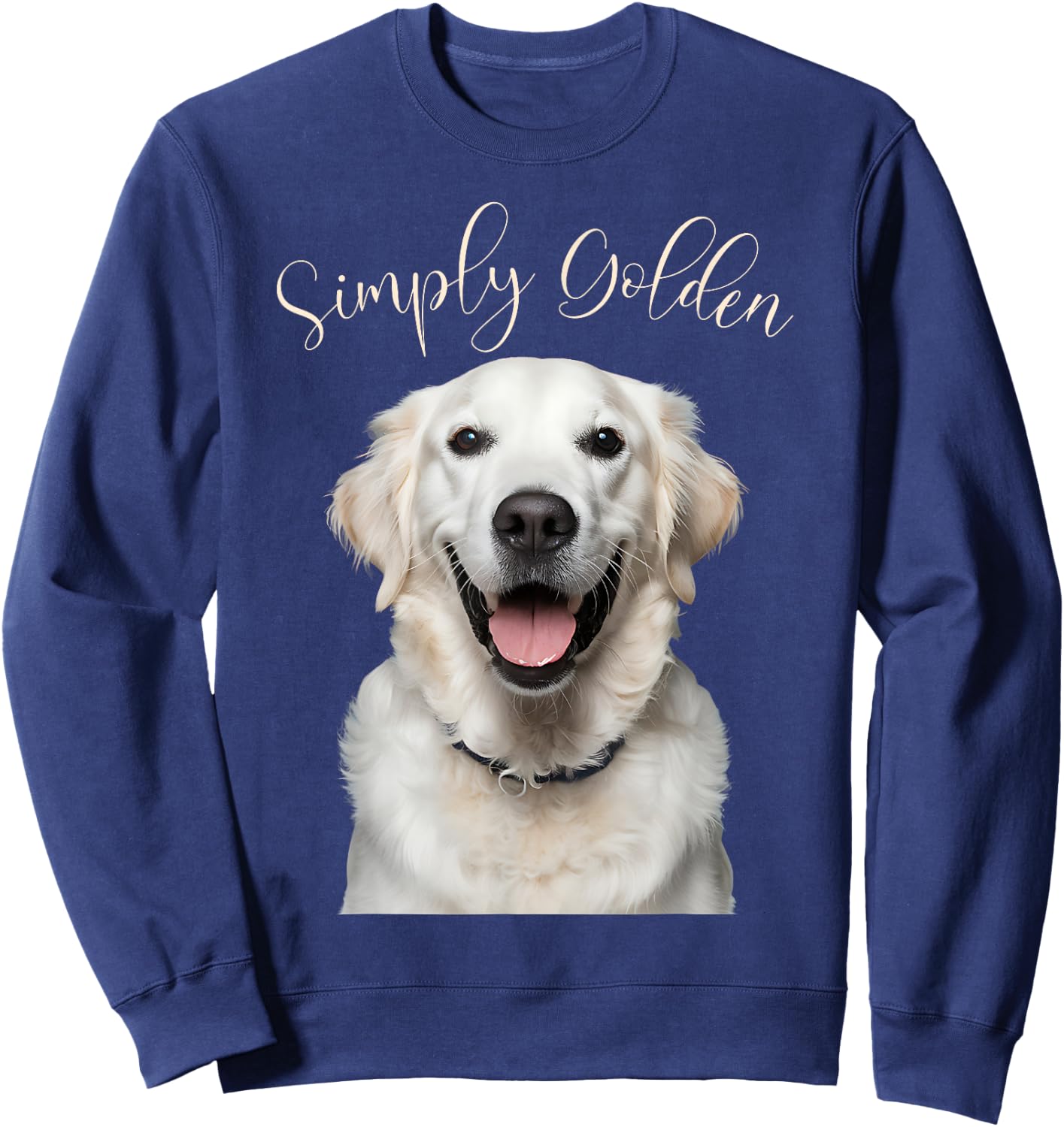 White English Cream Golden Retriever Cute 'Simply Golden' Sweatshirt - Sweatshirt | Navy