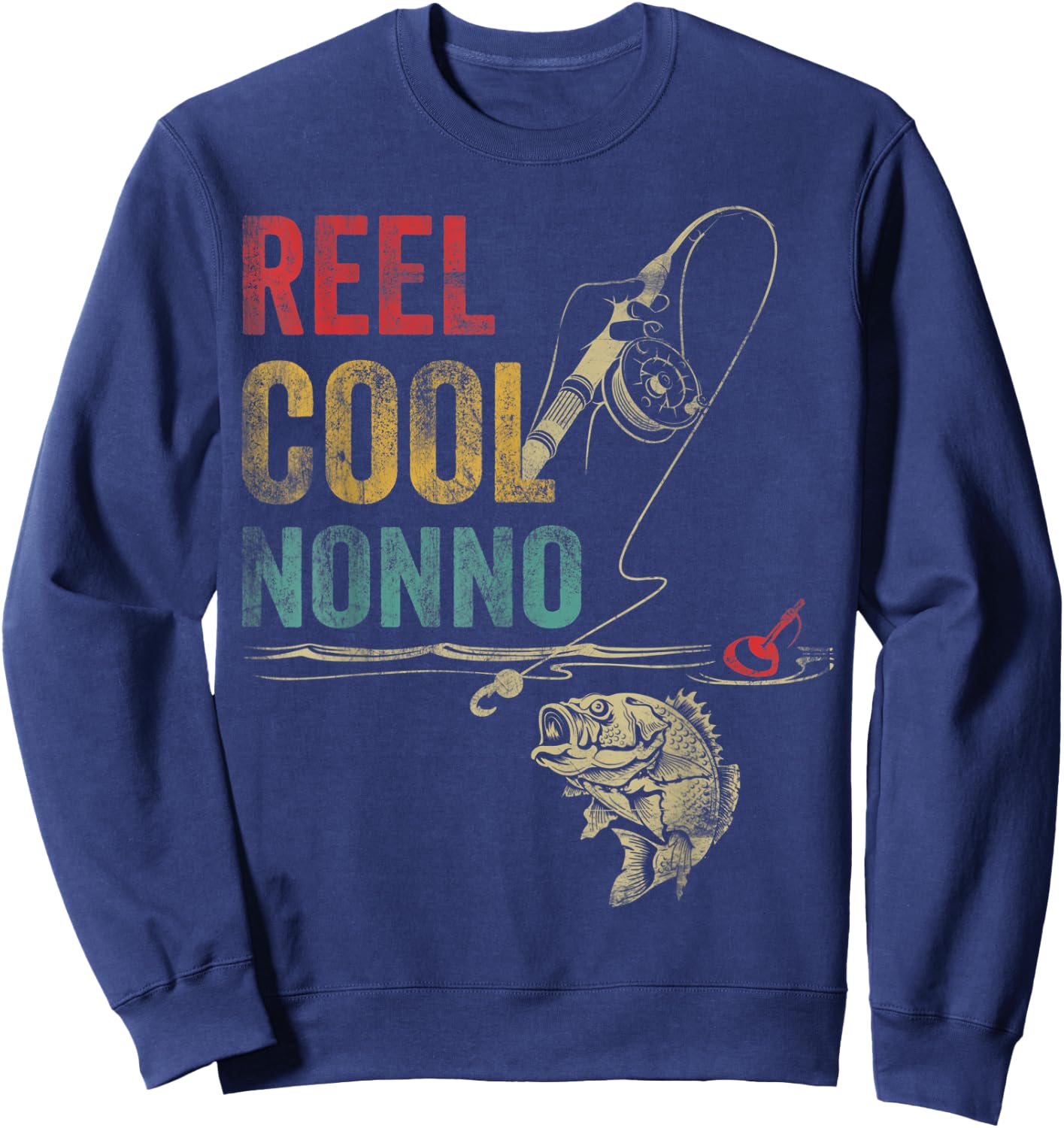 Reel Cool Nonno Fish Fishing Shirt Father's Day Sweatshirt - Sweatshirt | Navy