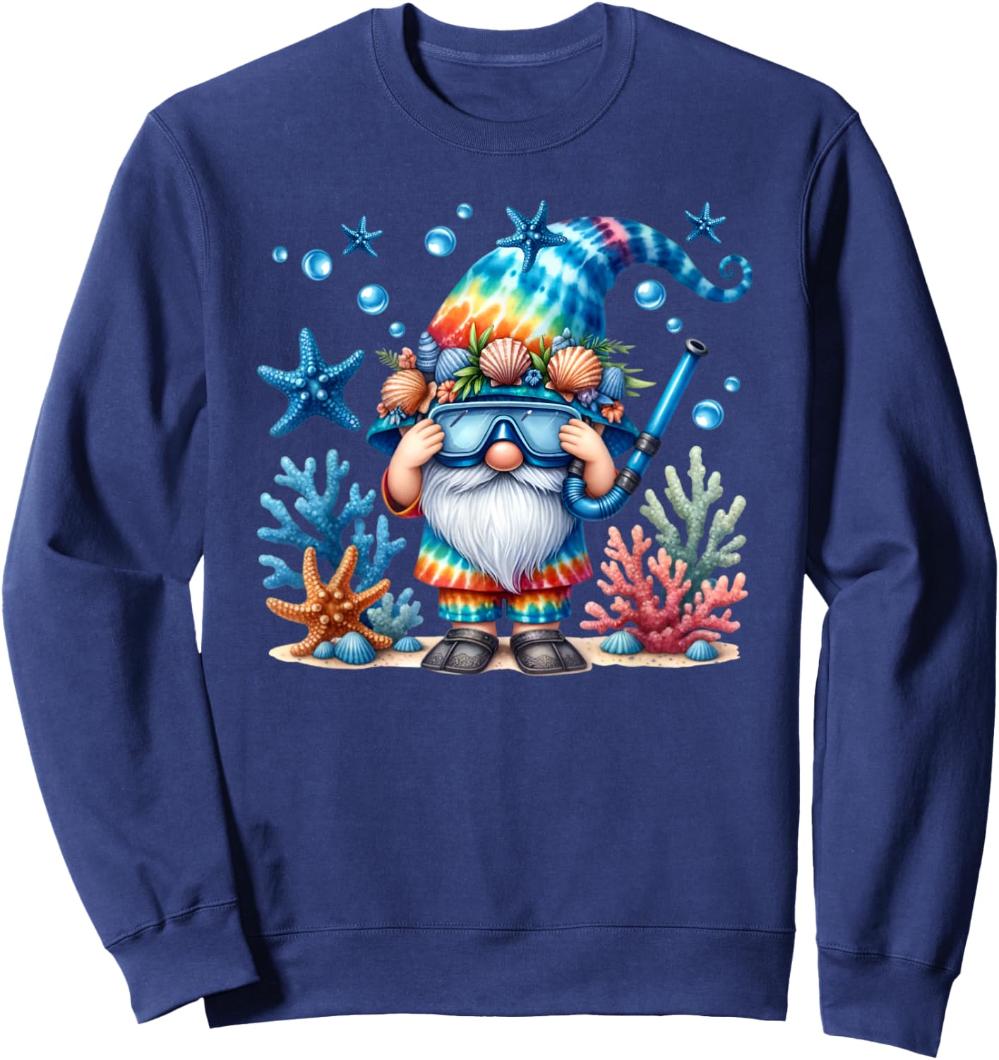 Scuba Diving Accessories Summer Gnome For Beach Vacation Sweatshirt - Sweatshirt | Navy