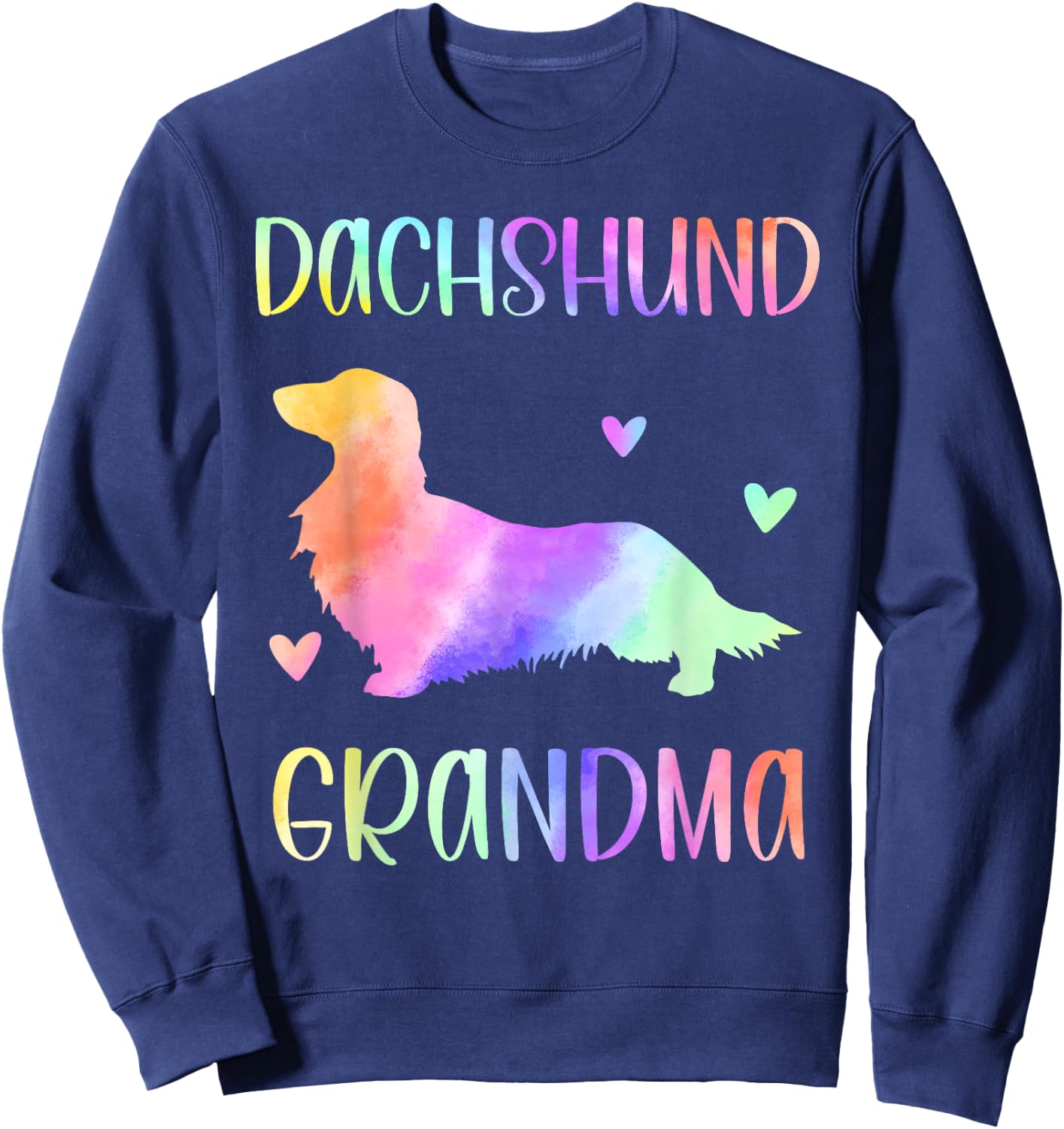 Dachshund Grandma Wiener Dog Nana Rainbow Watercolor Sweatshirt - Sweatshirt | Navy