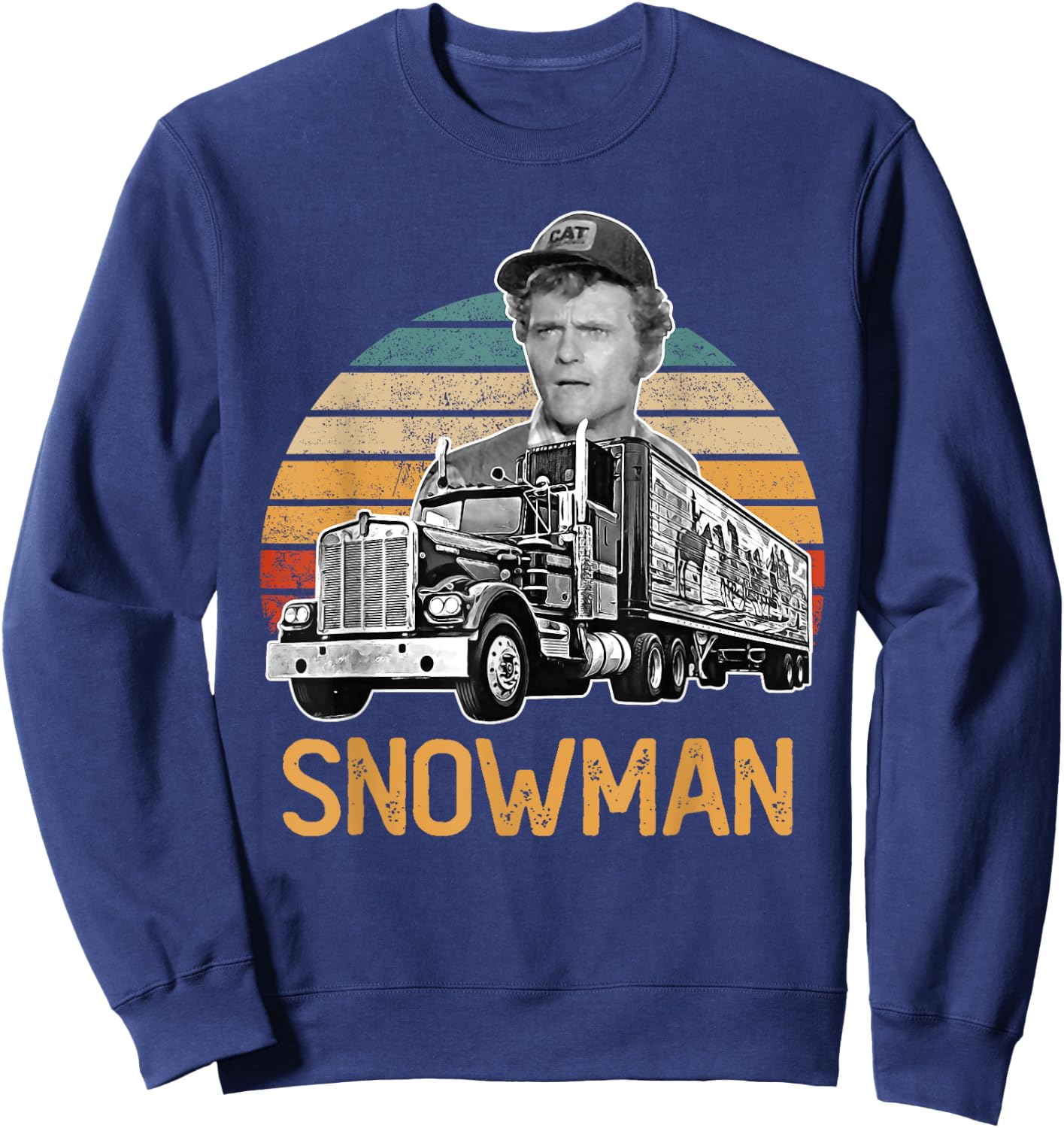 Funny Snowman Sunset Vintage Movies Funny Big Trucks Sweatshirt - Sweatshirt | Navy