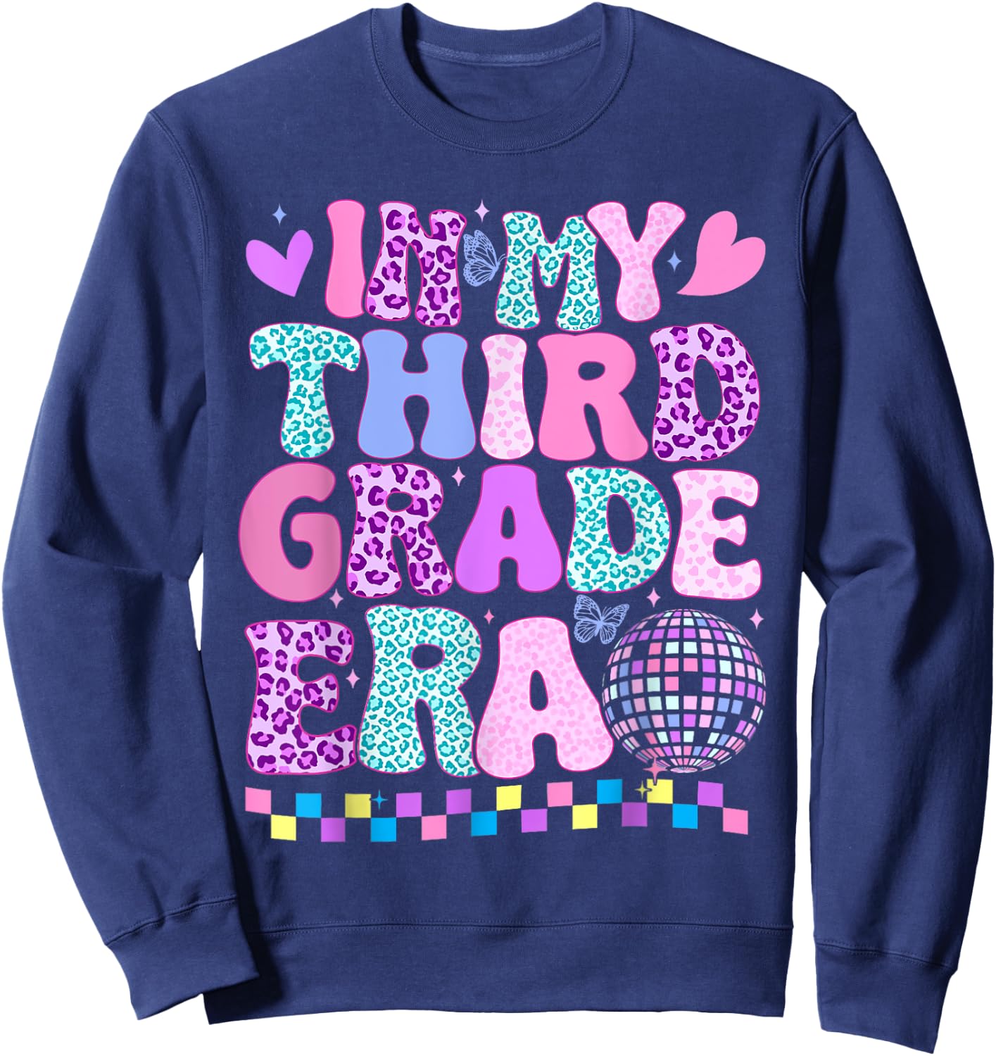 In My Third Grade Era Groovy Back To School Teachers Kids Sweatshirt - Sweatshirt | Navy