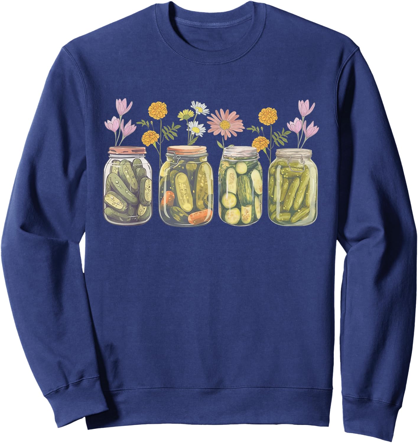 Vintage Canned Pickles Wildflower Canning Season Pickle Jar Sweatshirt - Sweatshirt | Navy