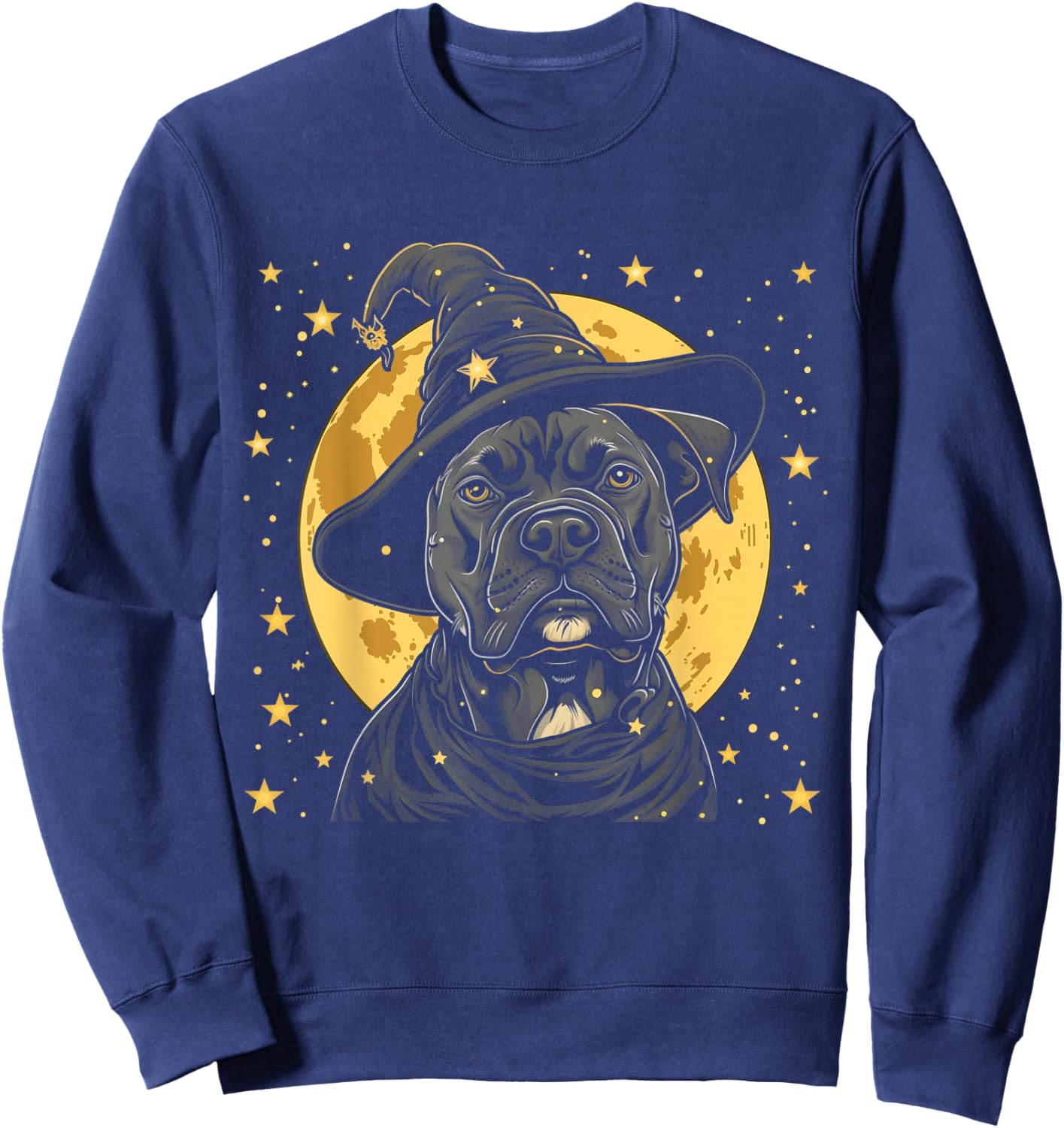 Pitbull Halloween Dog Wizard Hat Funny Cute Witch Costume Sweatshirt - Sweatshirt | Navy