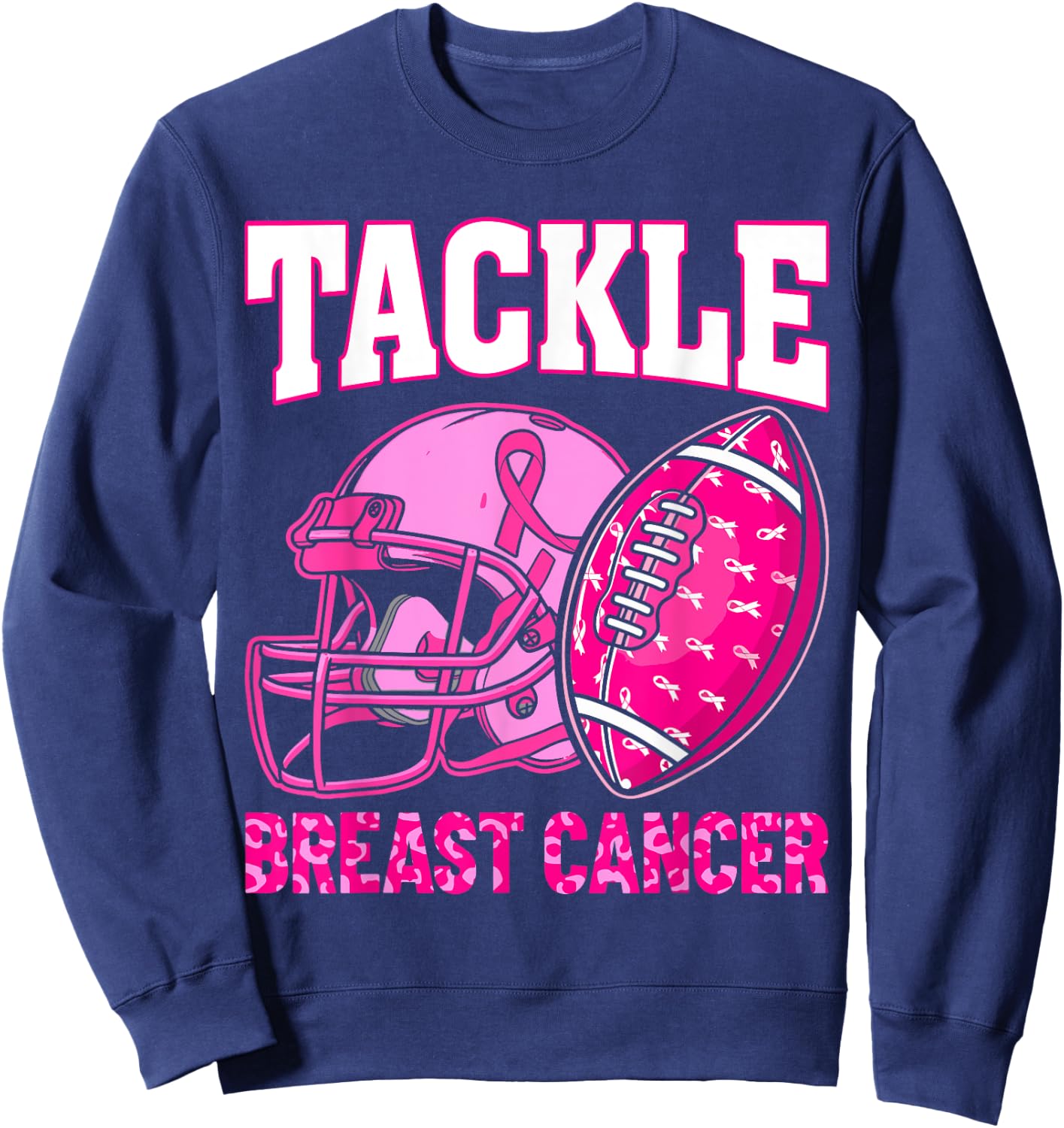 Tackle Breast Cancer Awareness American Football Women Kids Sweatshirt - Sweatshirt | Navy