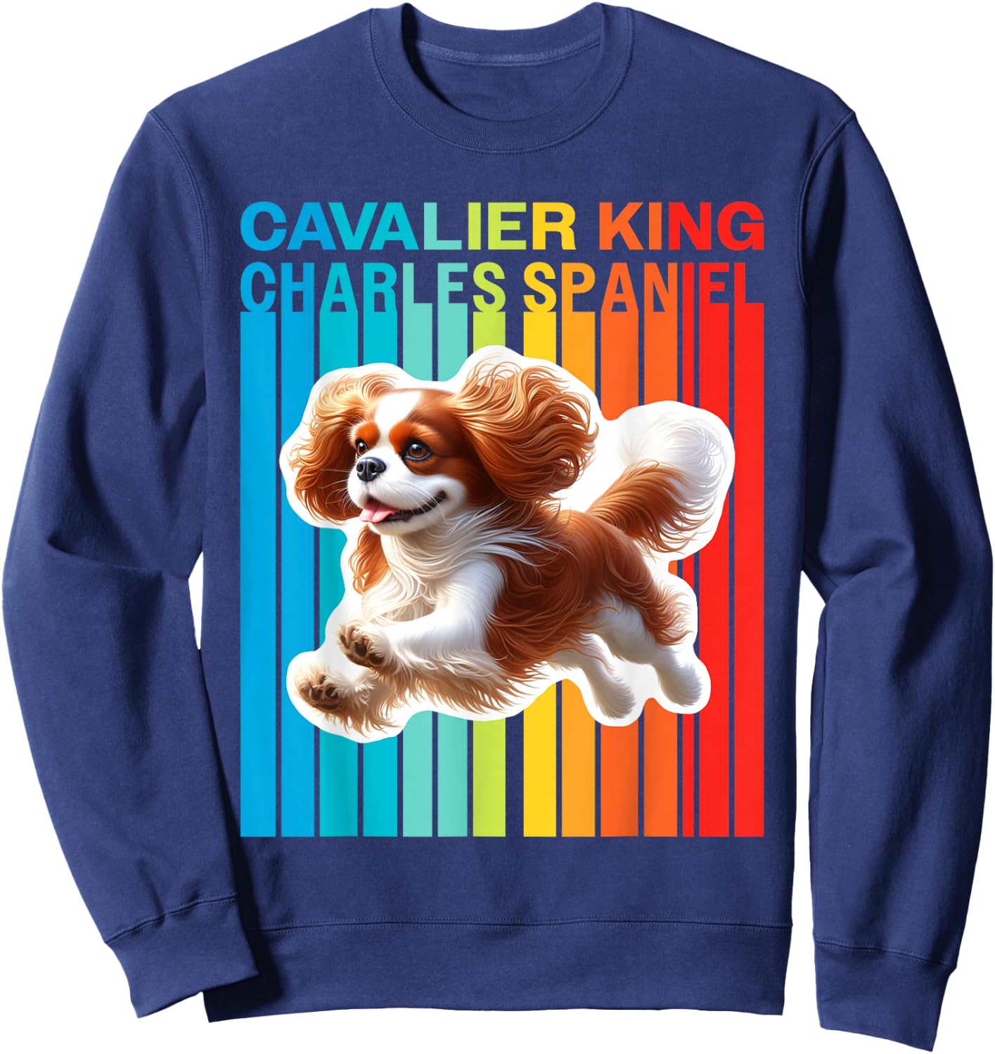 Colorful Cavalier King Charles Spaniel Sweatshirt - Sweatshirt | Navy