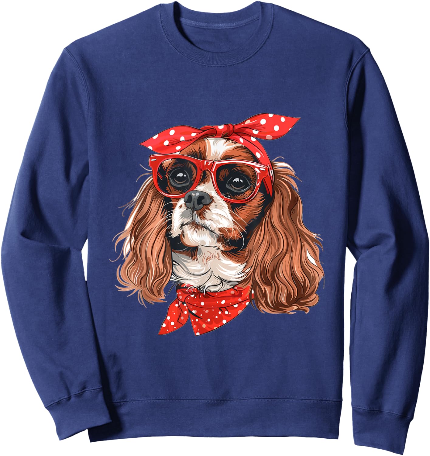 Cavalier King Charles Spaniel Mom Bandana Dog Breed Graphic Sweatshirt - Sweatshirt | Navy