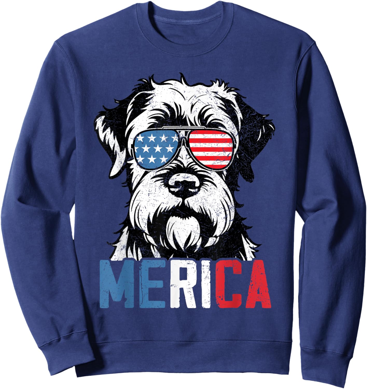 Patriotic Giant Schnauzer Dog Merica 4th Of July Funny Sweatshirt - Sweatshirt | Navy
