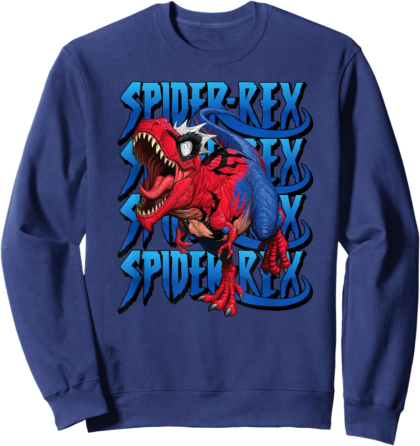 Marvel Spider-Rex Dinosaur Run Logo Stack Sweatshirt - Sweatshirt | Navy