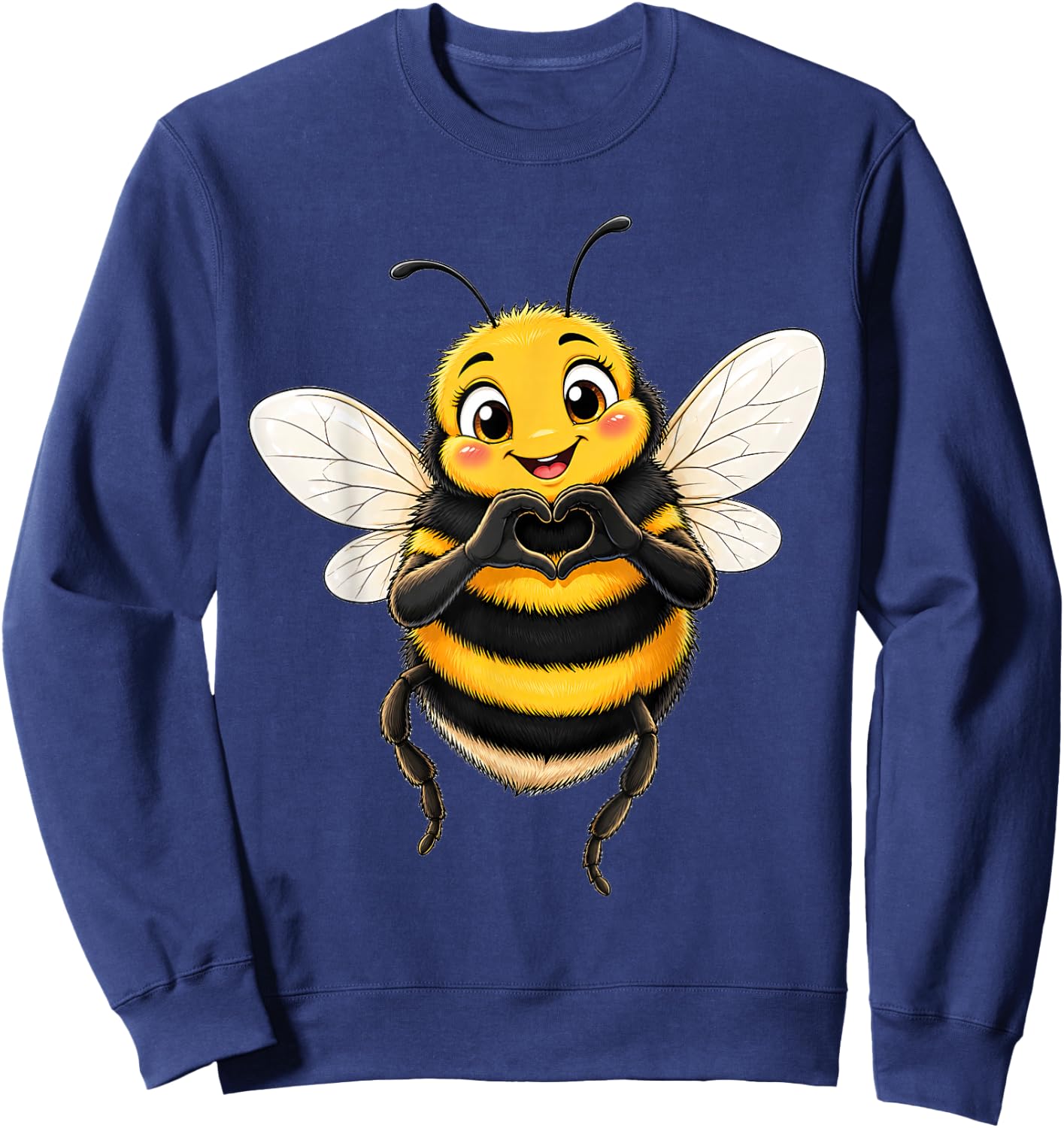 Bumblebee with Heart | Cute Bumblebee with Heart Symbol Sweatshirt - Sweatshirt | Navy