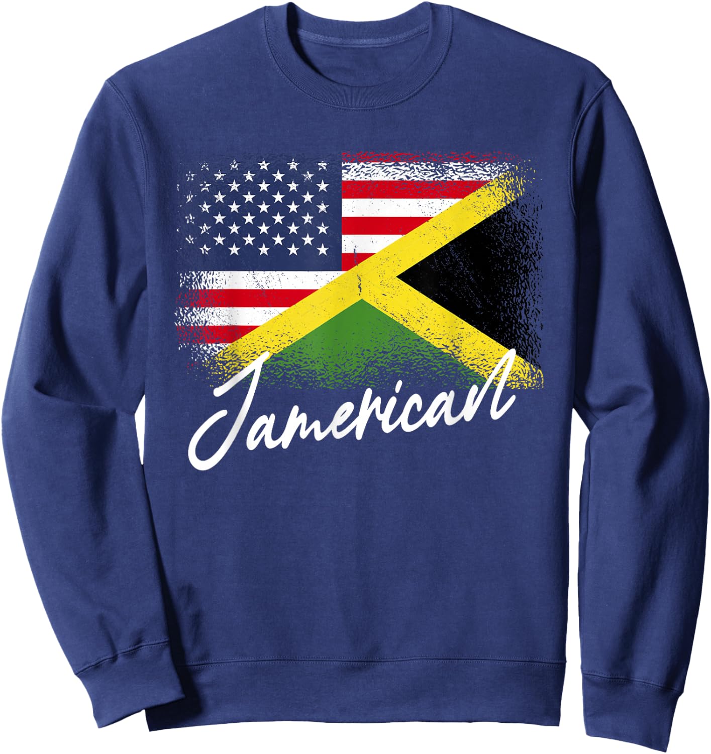 Jamerican - American Jamaican Roots America Jamaica Flag Sweatshirt - Sweatshirt | Navy