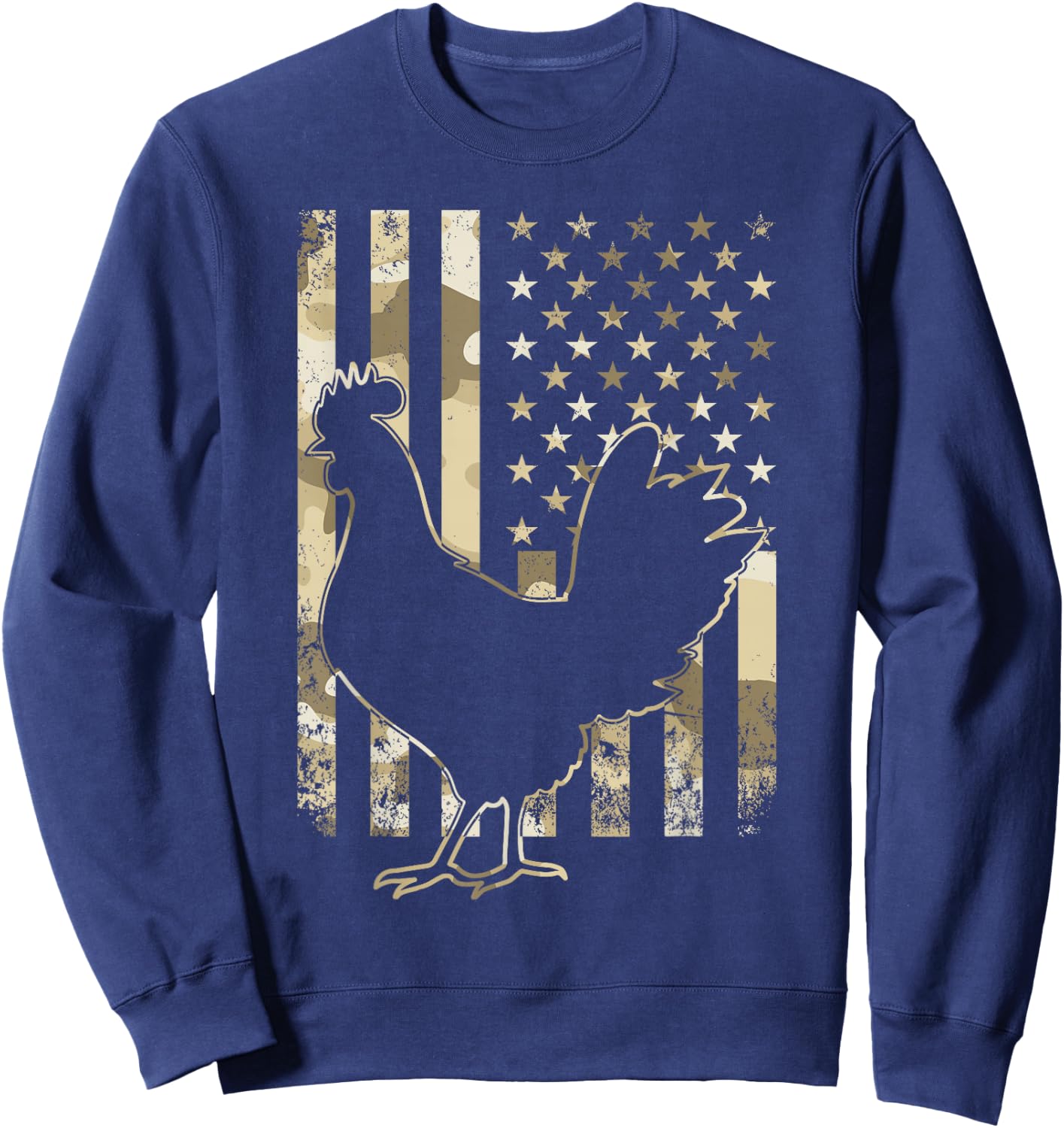 Chicken US American Flag Patriotic Chicken Lover 4th of July Sweatshirt - Sweatshirt | Navy