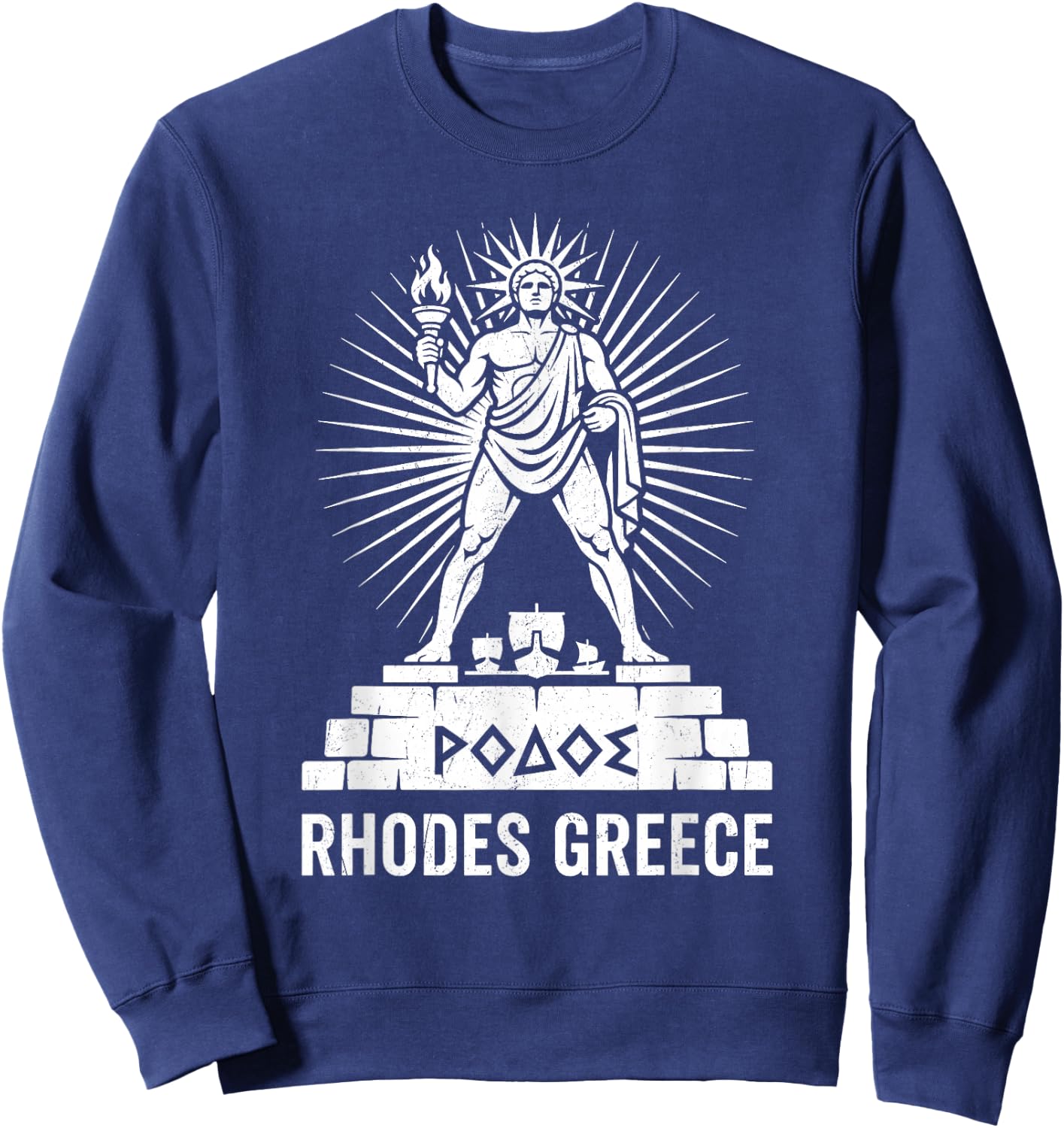 Rhodes Greece - Colossus of Rhodes Helios Greek Souvenir Sweatshirt - Sweatshirt | Navy