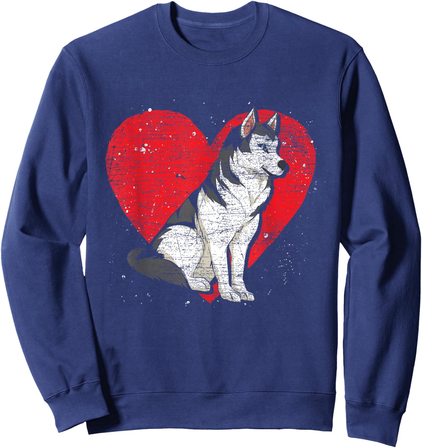 Animal Dog Lover Heart Pet Siberian Husky Sweatshirt - Sweatshirt | Navy