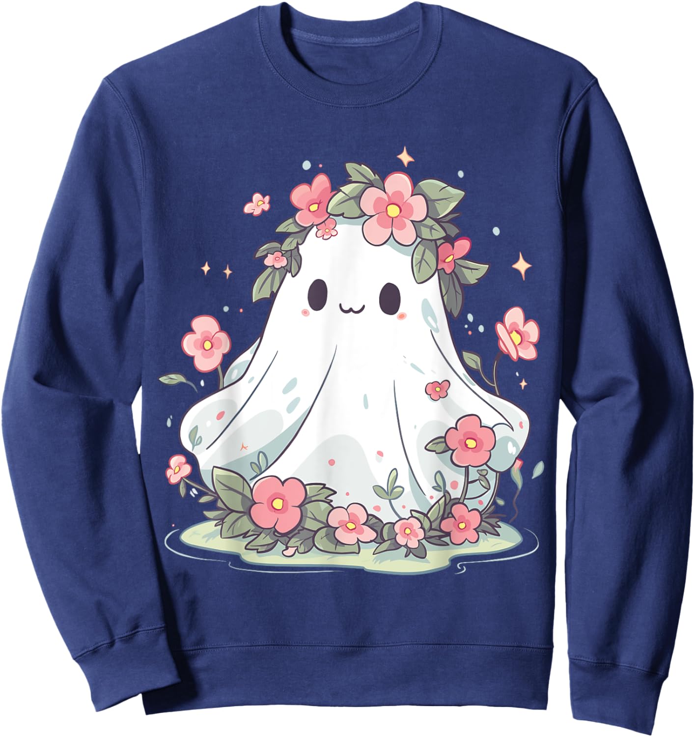 Halloween Shirt Floral Ghost Halloween Costume Girls Women Sweatshirt - Sweatshirt | Navy