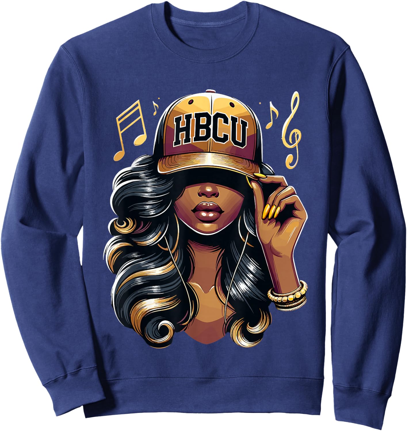 Beautiful Black Women HBCU Sweatshirt - Sweatshirt | Navy