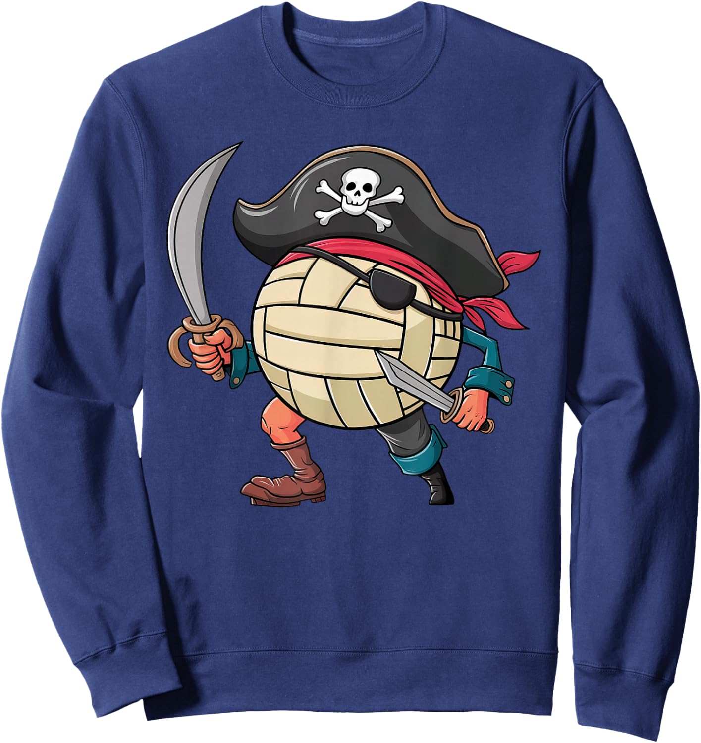 Volleyball Pirate Halloween Player Kids Pirate Sweatshirt - Sweatshirt | Navy