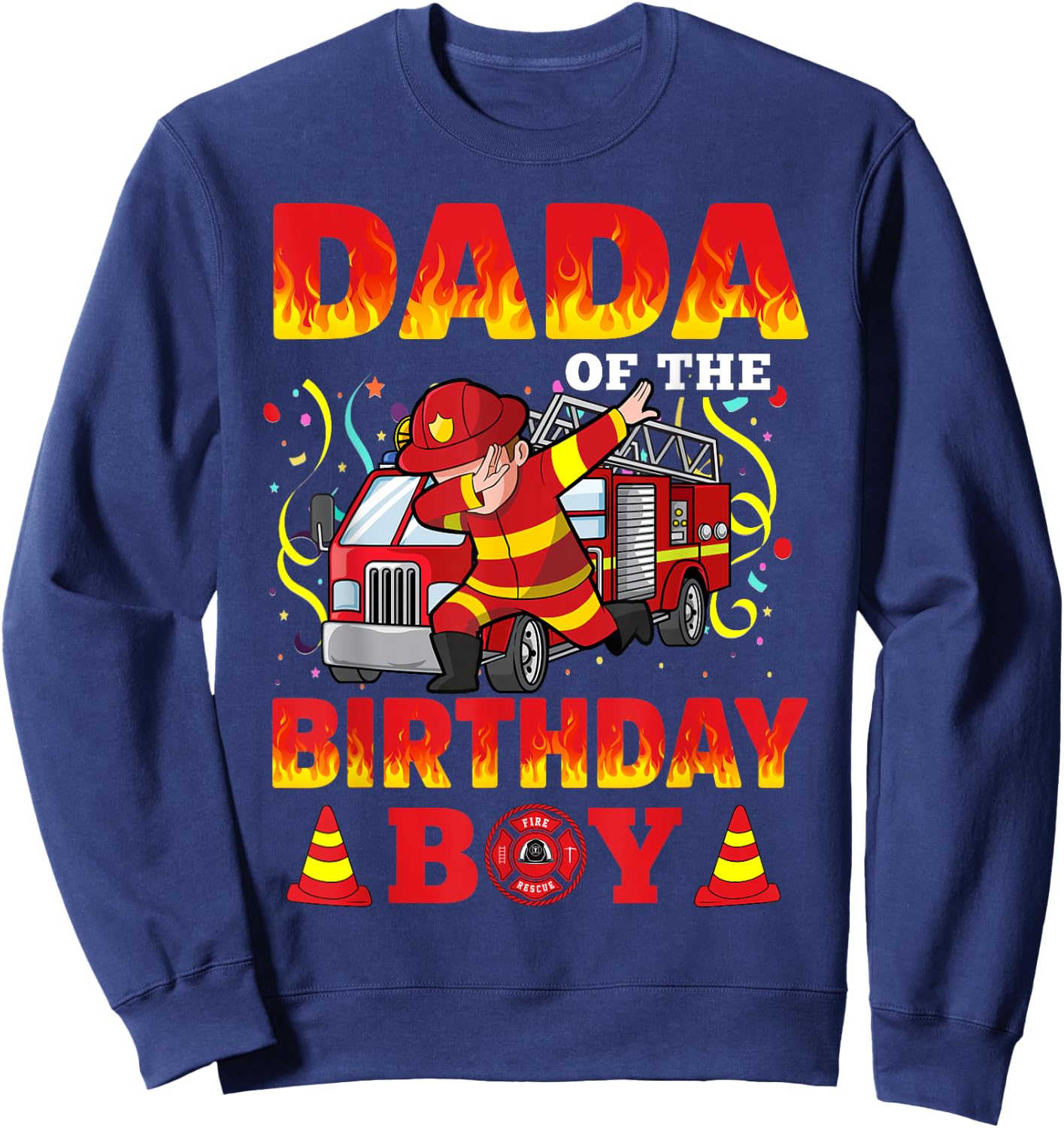 Dada Of The Birthday Boy Fire Truck Firefighter Boys Sweatshirt - Sweatshirt | Navy