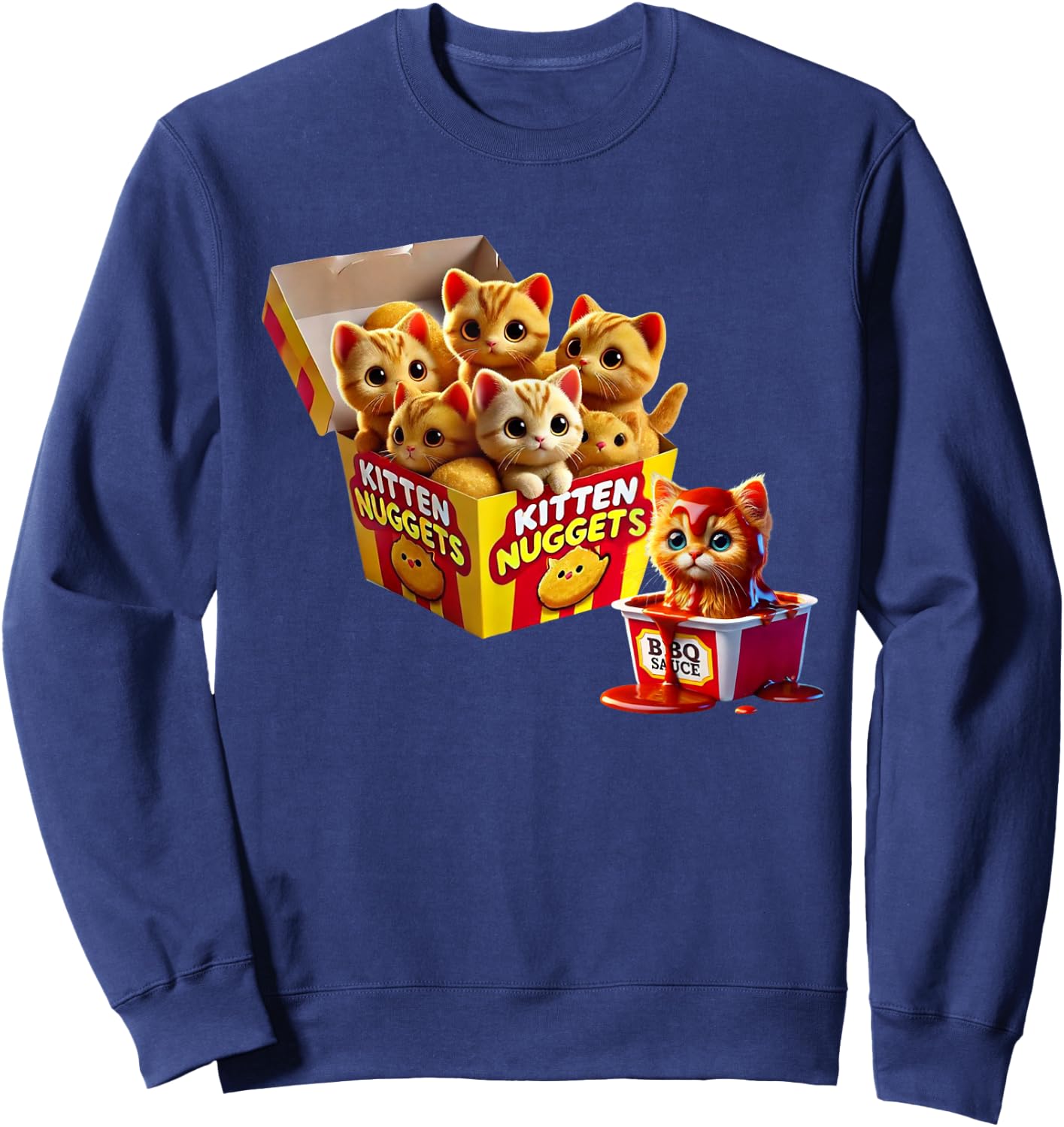 Kitten Nuggets Cat Lover Gift Food Pun Chicken Nuggets Men Women Kids Sweatshirt - Sweatshirt | Navy