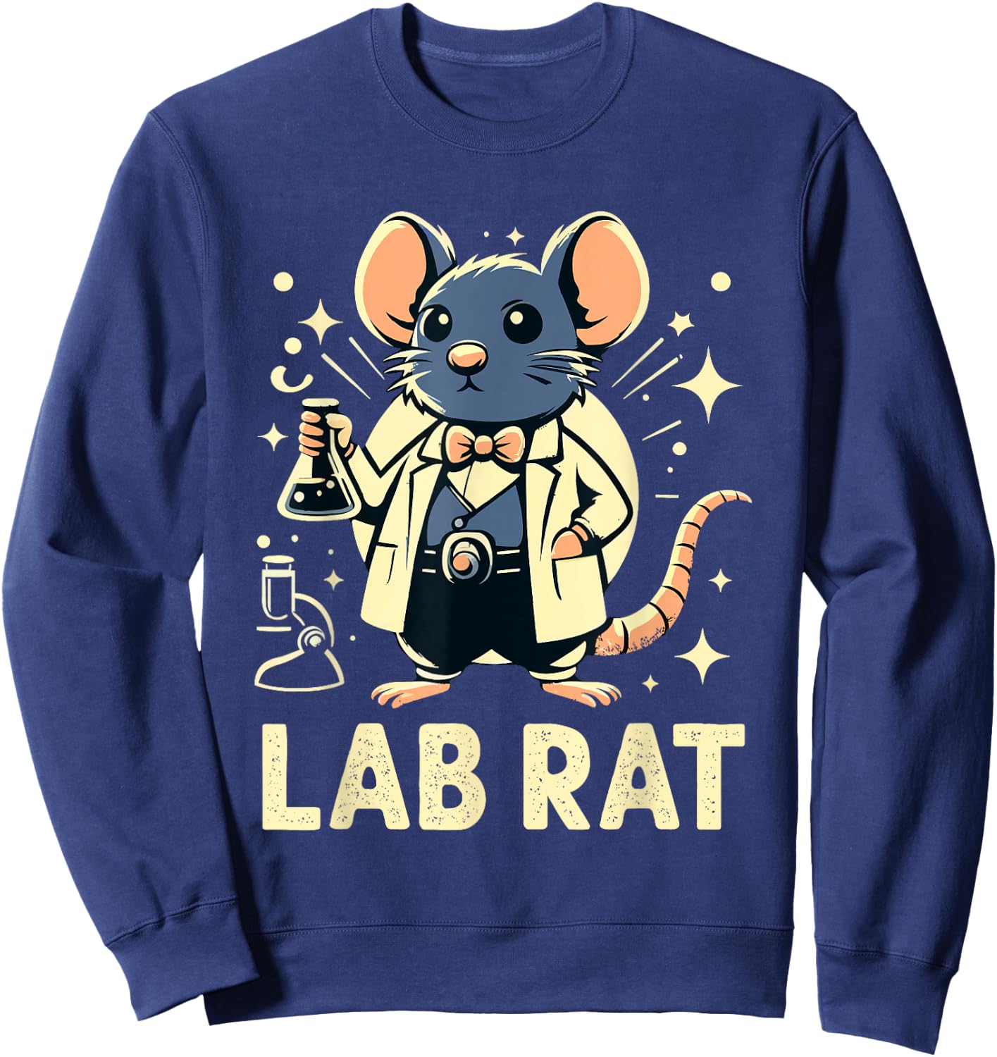 Adorable Lab Rat Scientist Cartoon Sweatshirt - Sweatshirt | Navy